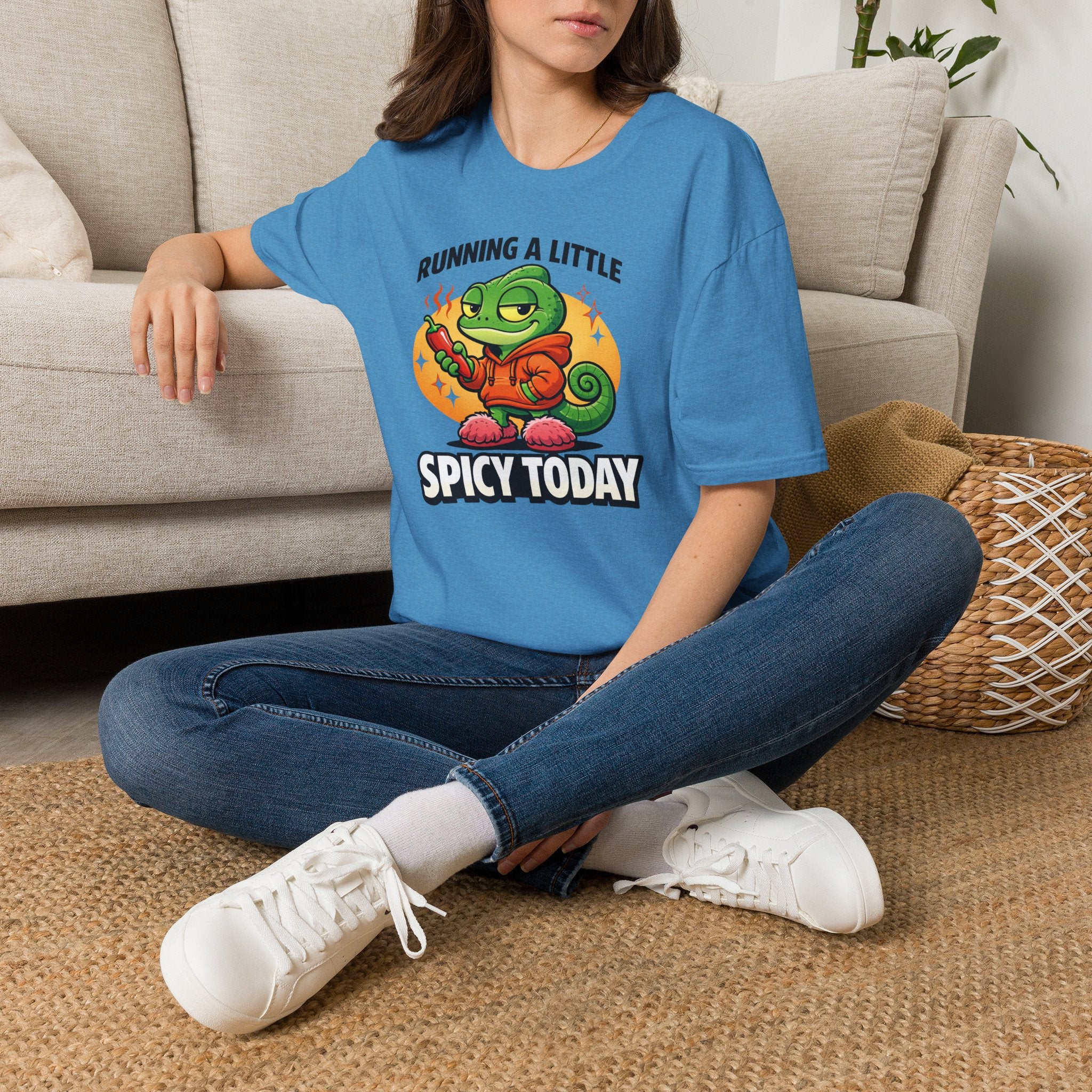 T-Shirt — "Running a Little Spicy Today" Cute Chameleon Graphic Tee