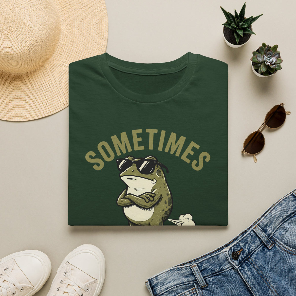 T-Shirt — "Sometimes I Just Be Fartin'" Funny Frog Graphic Tee