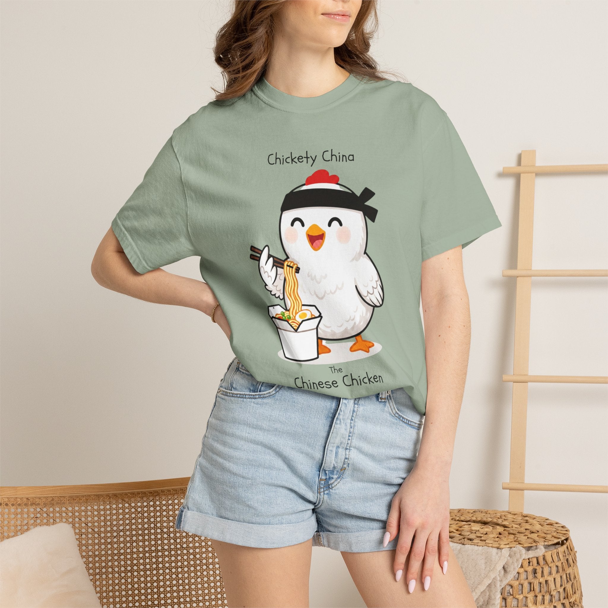 Chinese Chicken Ramen T-Shirt — Chickety China sumo Cute Noodle Chicken Graphic Tee