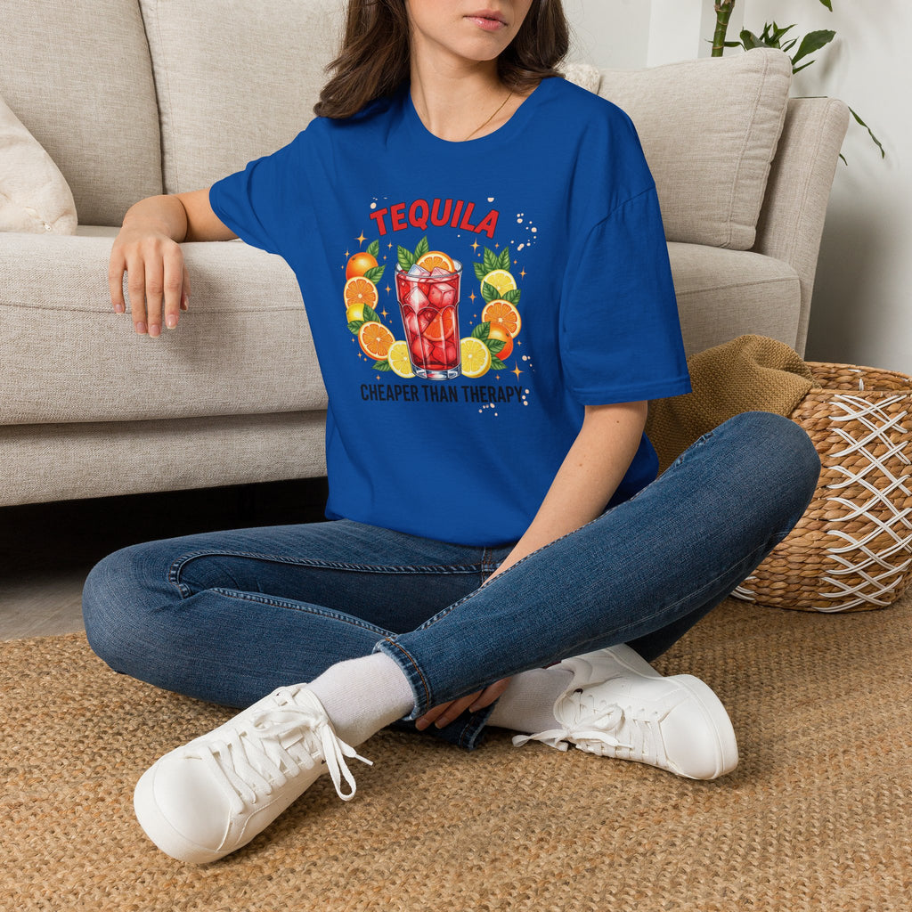 Tequila Cocktail T-Shirt — "Tequila: Cheaper Than Therapy" Graphic Tee