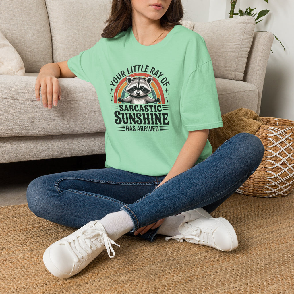 Sarcastic Sunshine T-Shirt — "Your Little Ray of Sarcastic Sunshine" Racoon Graphic