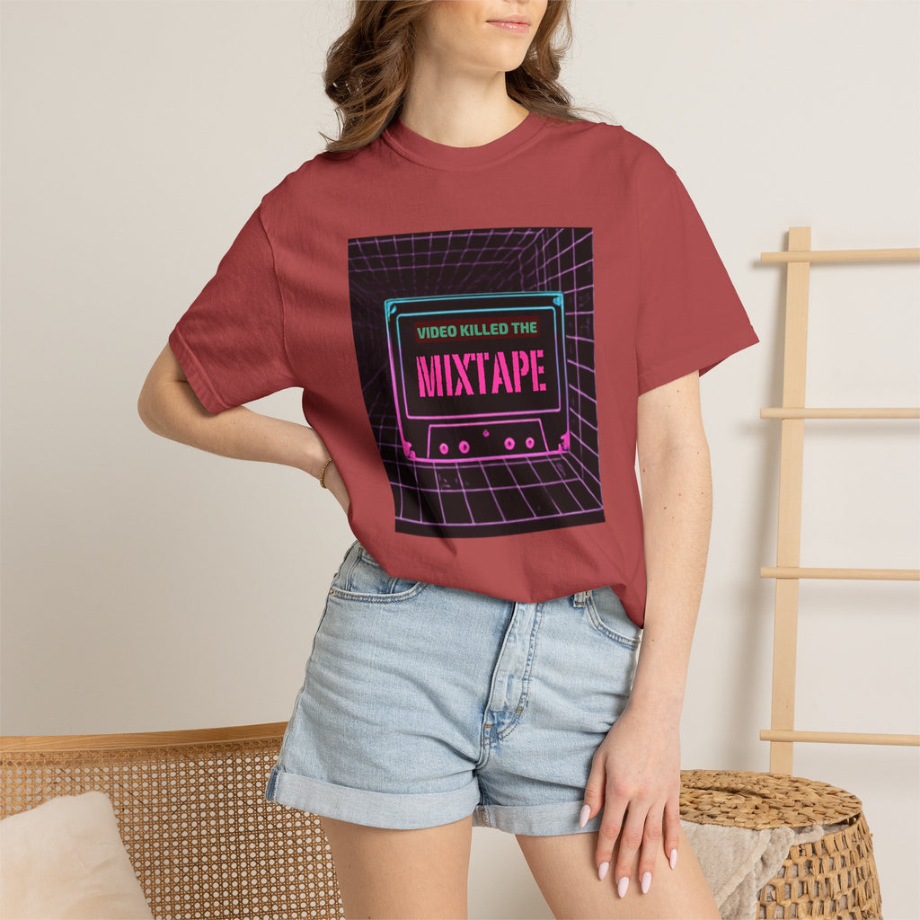 Cassette Mixtape T-Shirt — "Video Killed the Mixtape" Retro 80s Vaporwave Tee