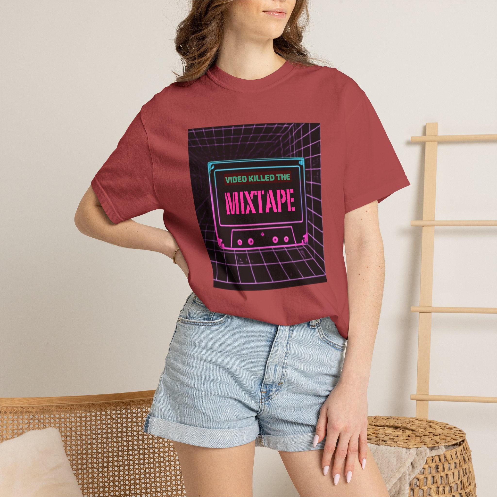 Cassette Mixtape T-Shirt — "Video Killed the Mixtape" Retro 80s Vaporwave Tee