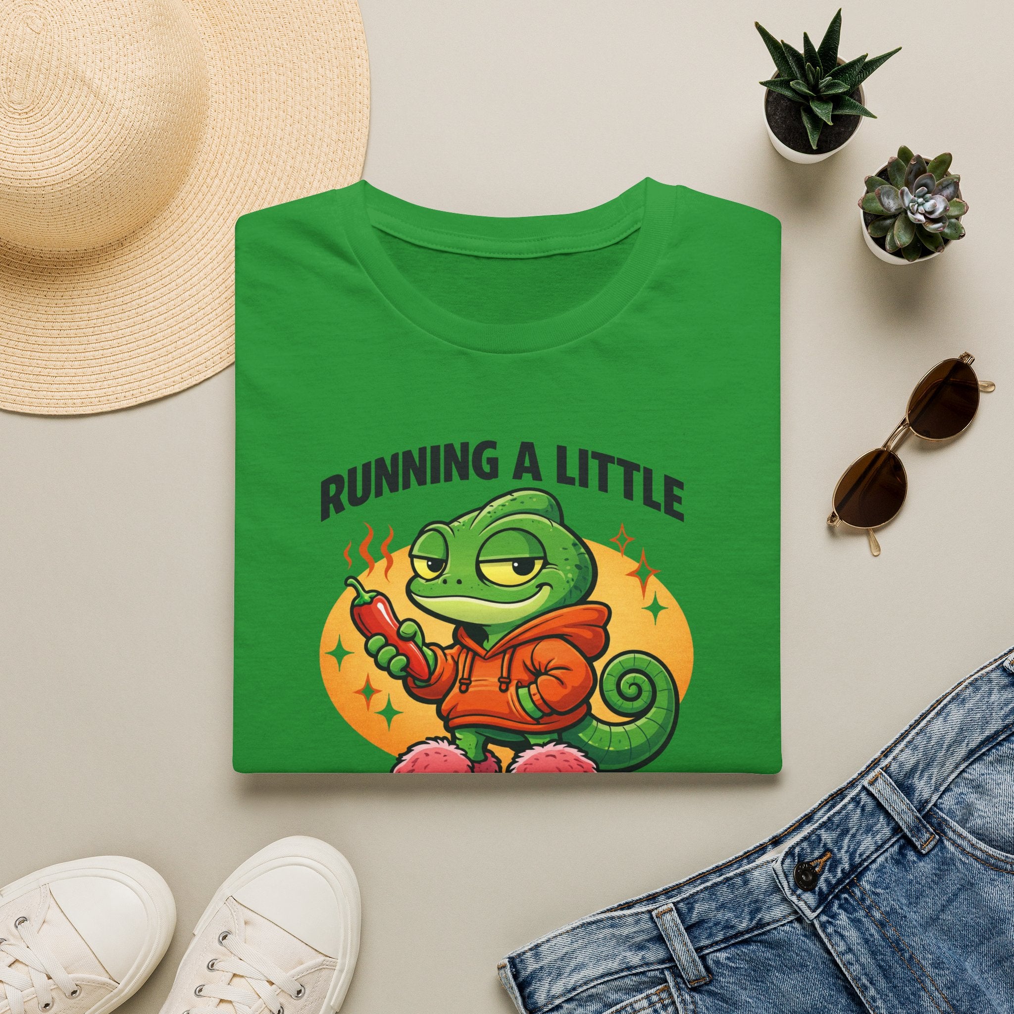 T-Shirt — "Running a Little Spicy Today" Cute Chameleon Graphic Tee