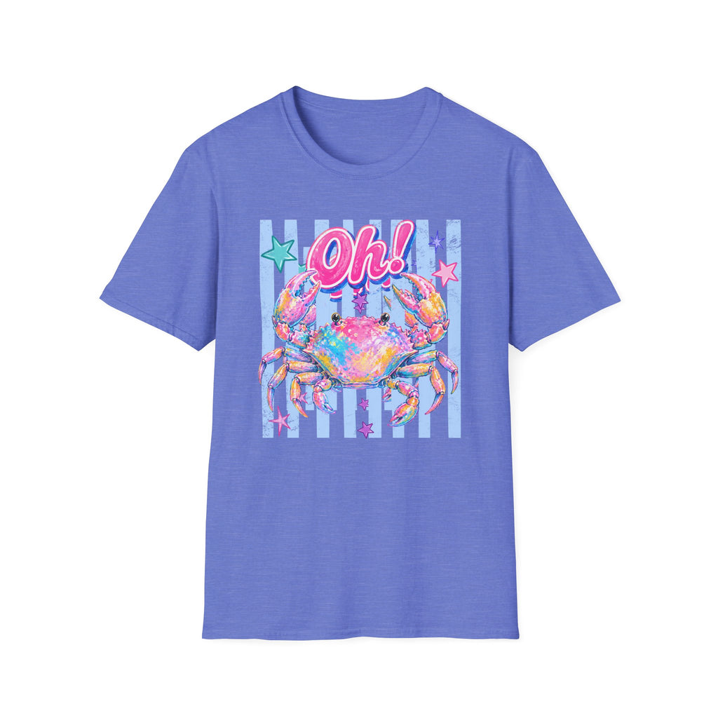 Crab "Oh!" Graphic T‑Shirt — Colorful Coastal Beach Tee