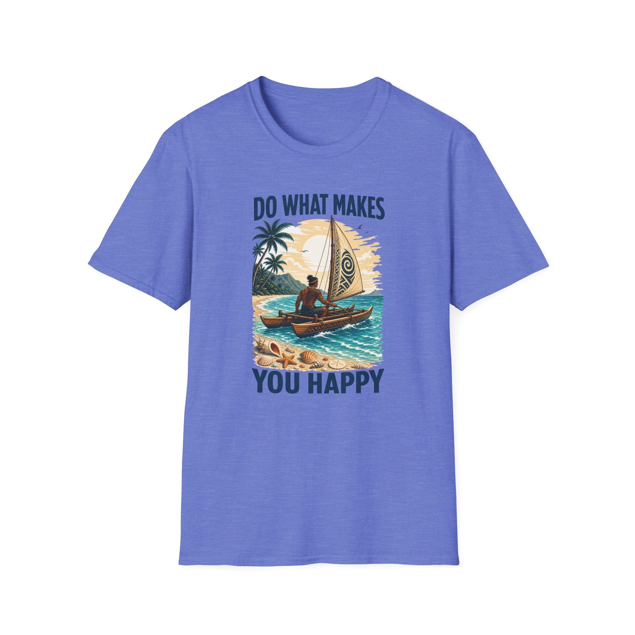 T-Shirt — "Do What Makes You Happy" Catamaran Sailboat Tropical Graphic Tee