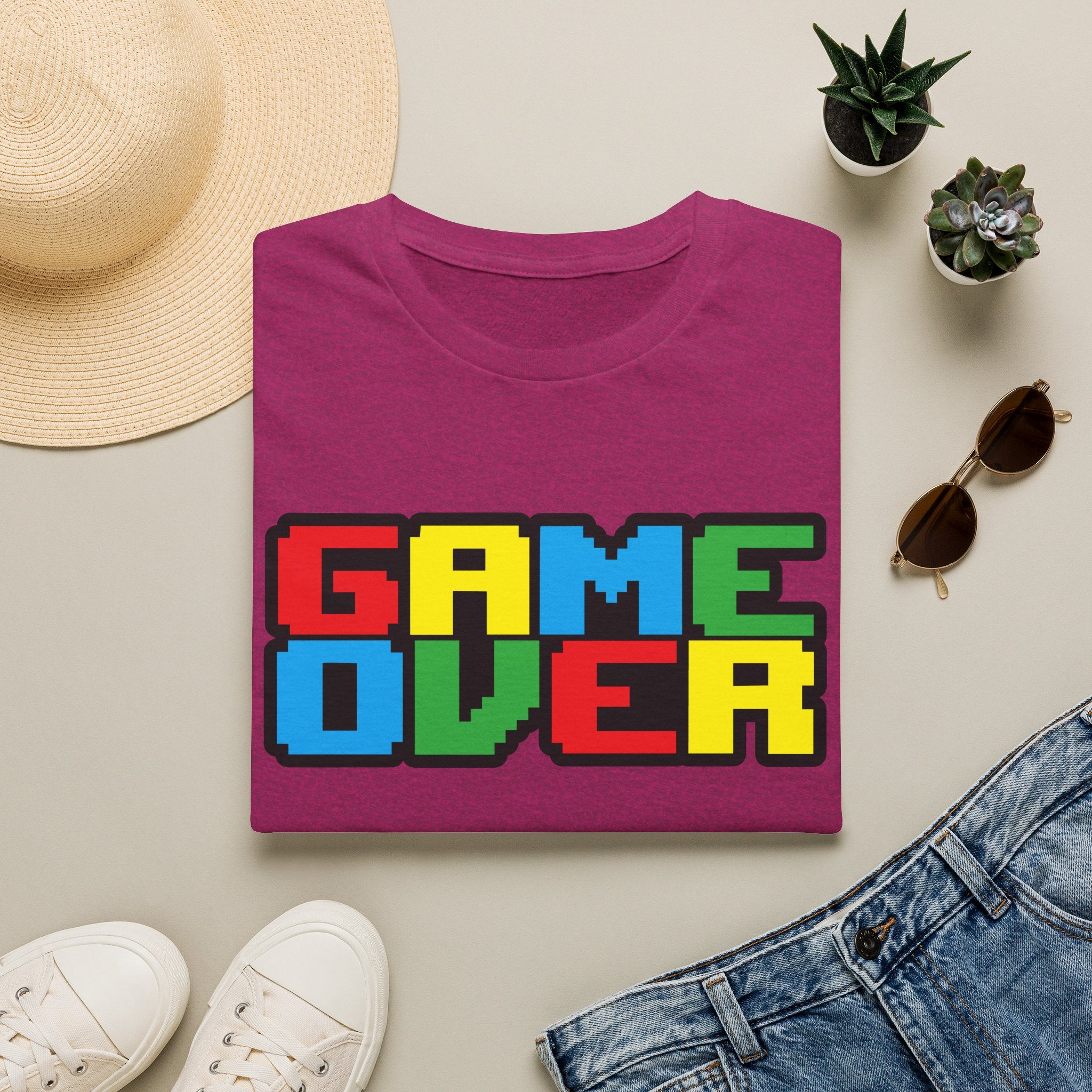 Game Over Retro Arcade Video Pixel T-Shirt — Colorful Gamer Tee