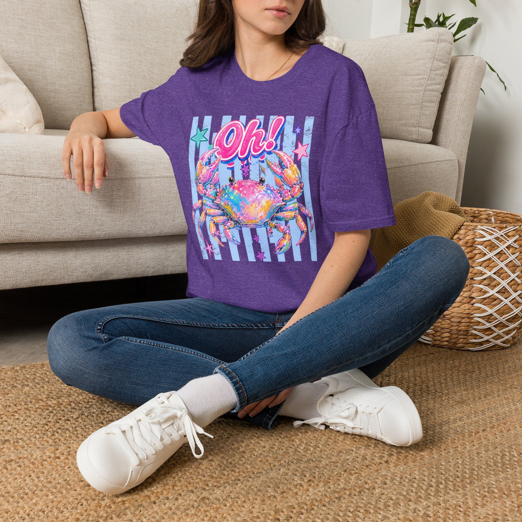 Crab "Oh!" Graphic T‑Shirt — Colorful Coastal Beach Tee