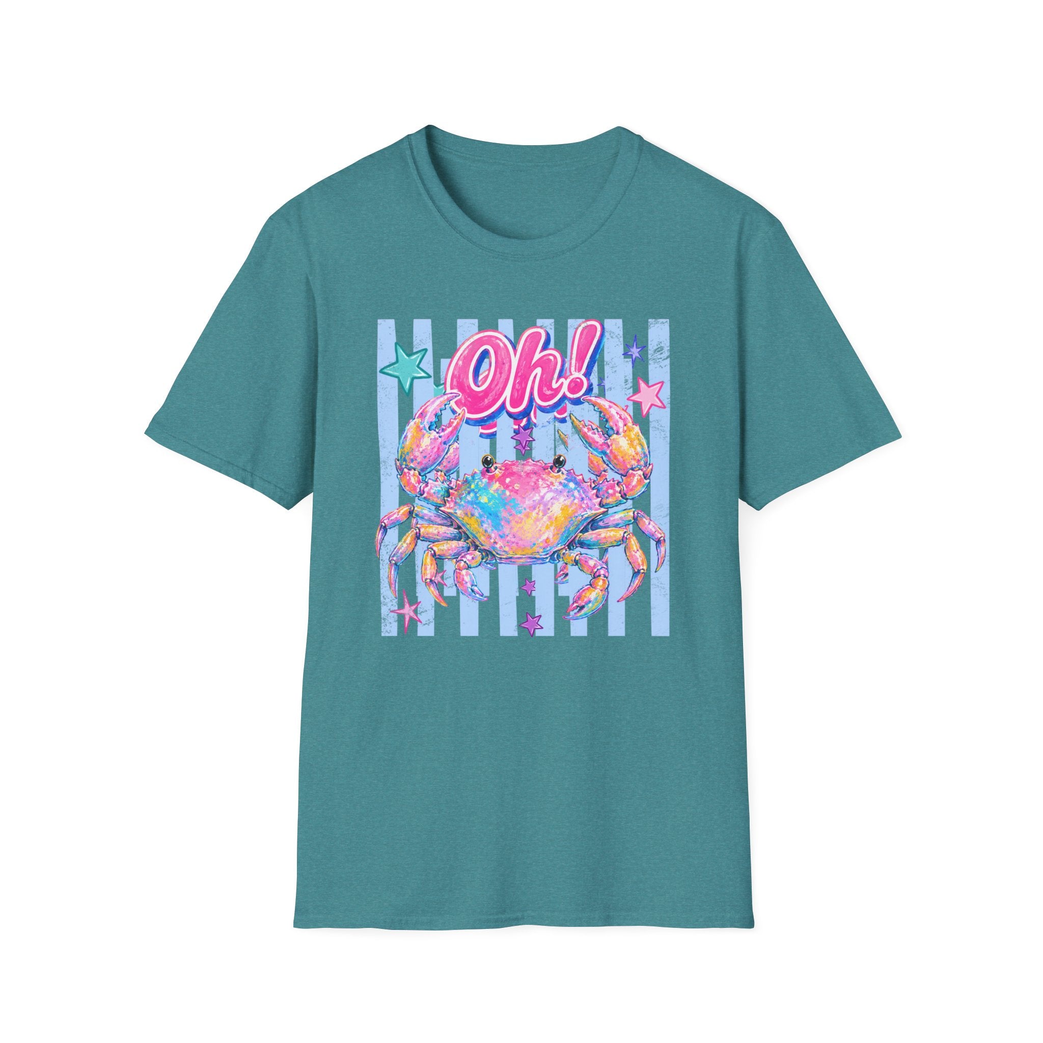 Crab "Oh!" Graphic T‑Shirt — Colorful Coastal Beach Tee