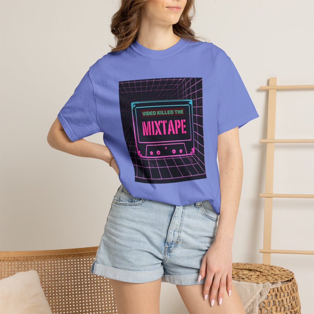 Cassette Mixtape T-Shirt — "Video Killed the Mixtape" Retro 80s Vaporwave Tee