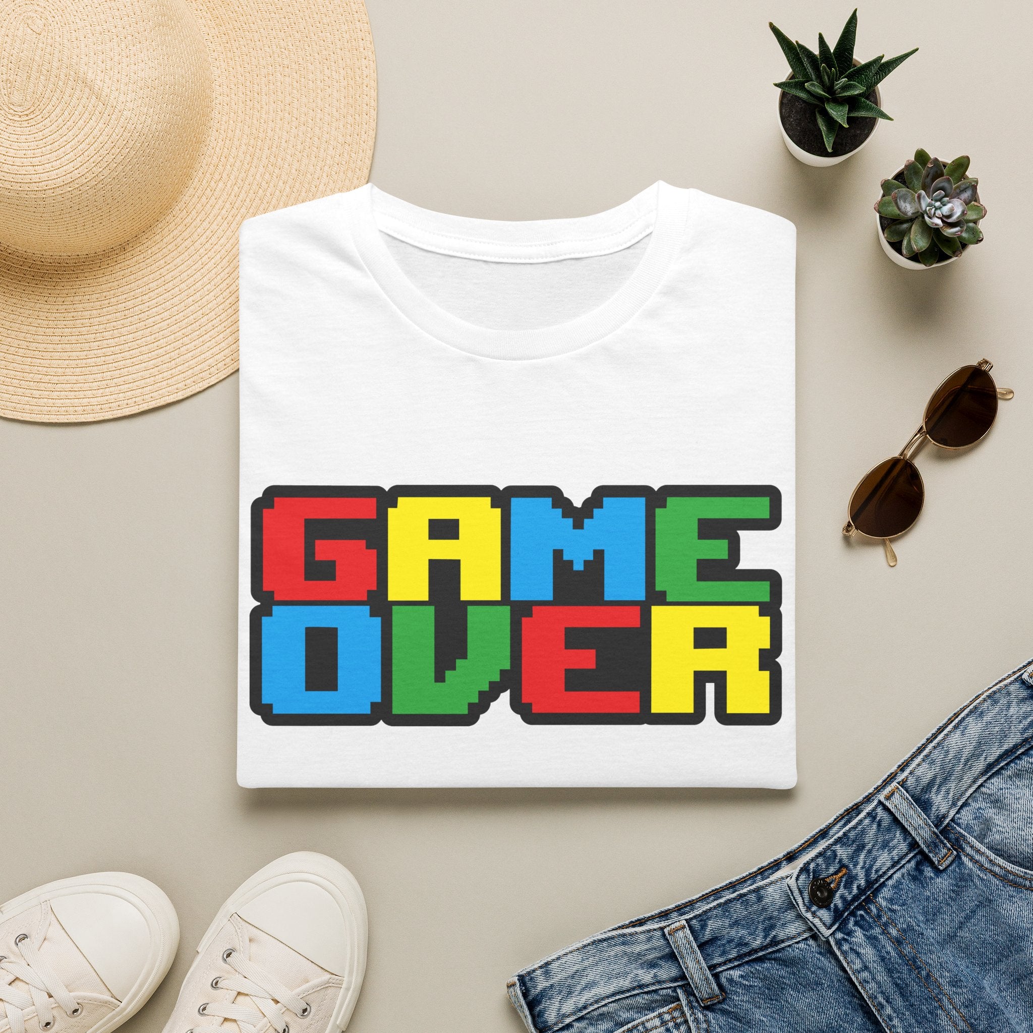 Game Over Retro Arcade Video Pixel T-Shirt — Colorful Gamer Tee