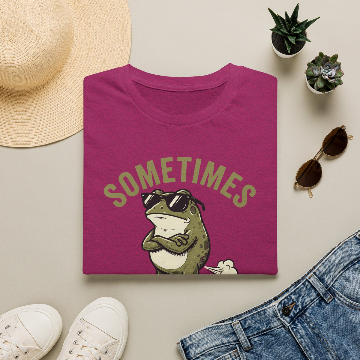 T-Shirt — "Sometimes I Just Be Fartin'" Funny Frog Graphic Tee