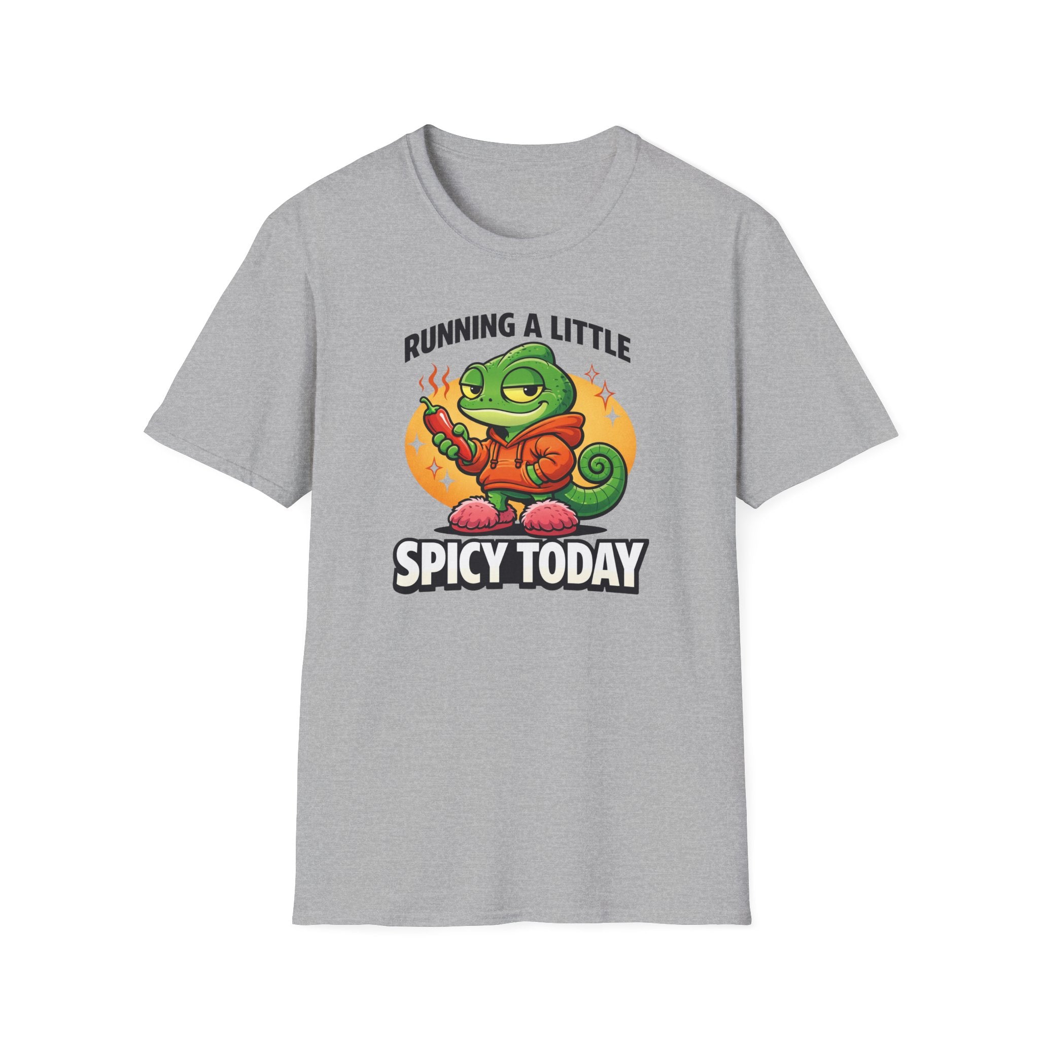 T-Shirt — "Running a Little Spicy Today" Cute Chameleon Graphic Tee