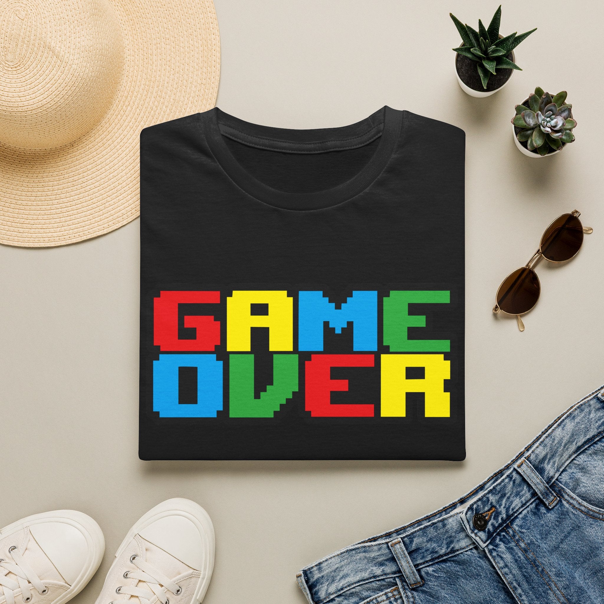 Game Over Retro Arcade Video Pixel T-Shirt — Colorful Gamer Tee