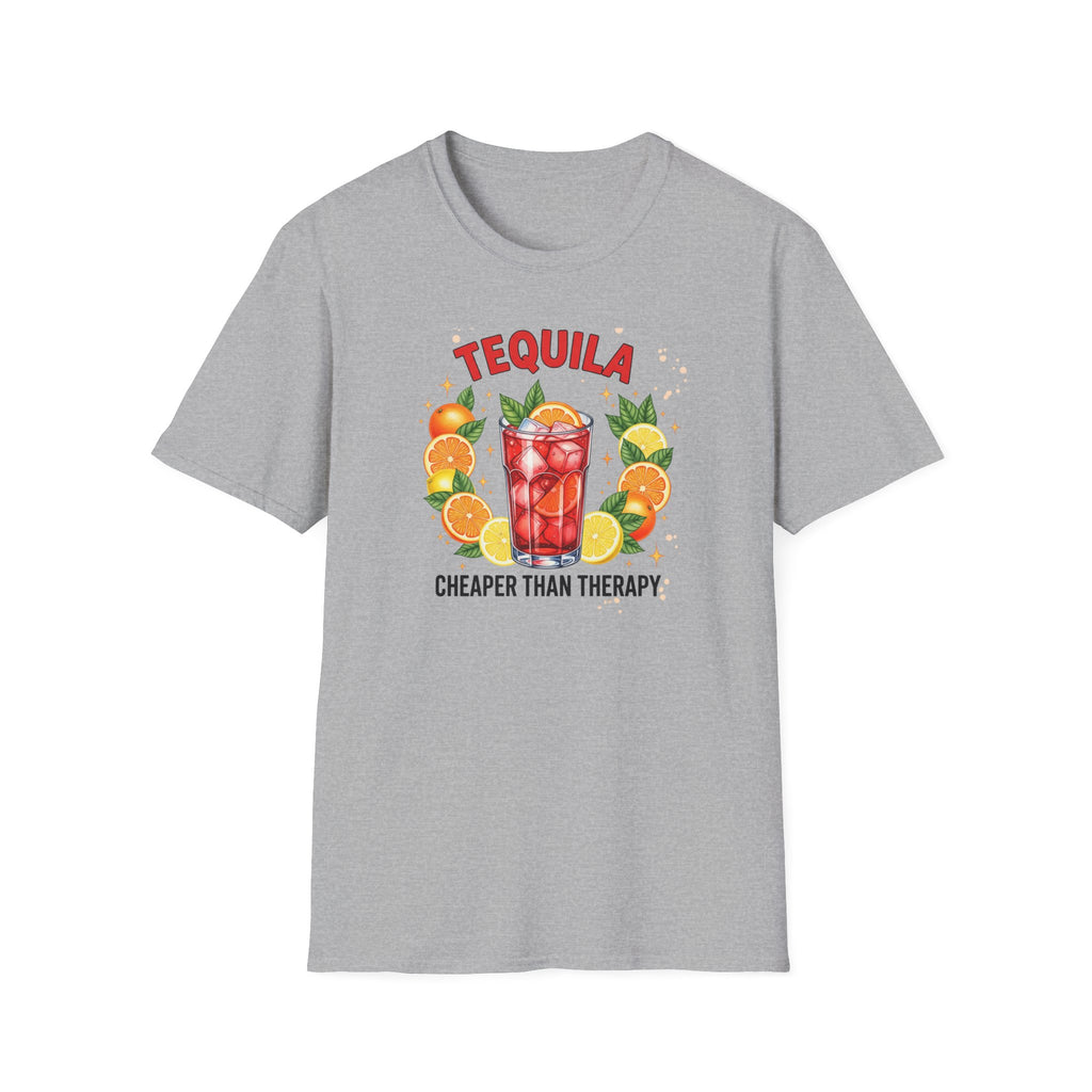 Tequila Cocktail T-Shirt — "Tequila: Cheaper Than Therapy" Graphic Tee