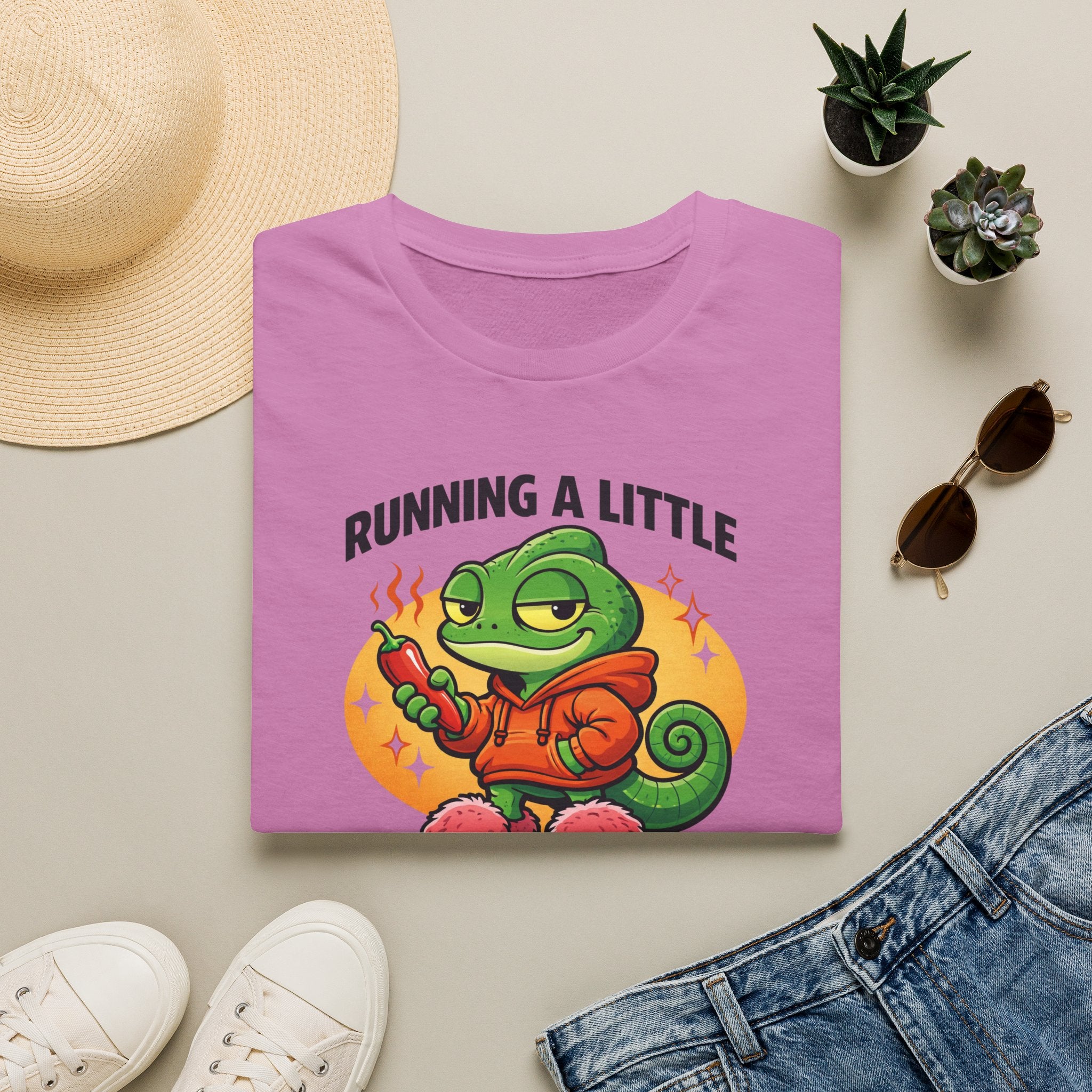 T-Shirt — "Running a Little Spicy Today" Cute Chameleon Graphic Tee