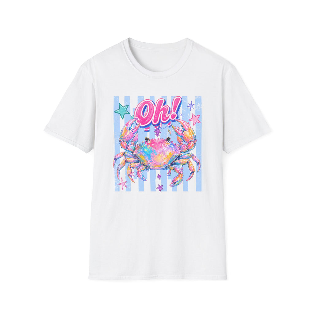 Crab "Oh!" Graphic T‑Shirt — Colorful Coastal Beach Tee
