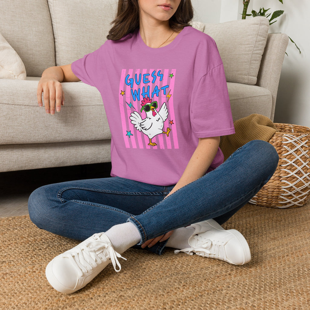 T-Shirt — "Guess What" Funny Sunglasses Chicken Graphic Tee