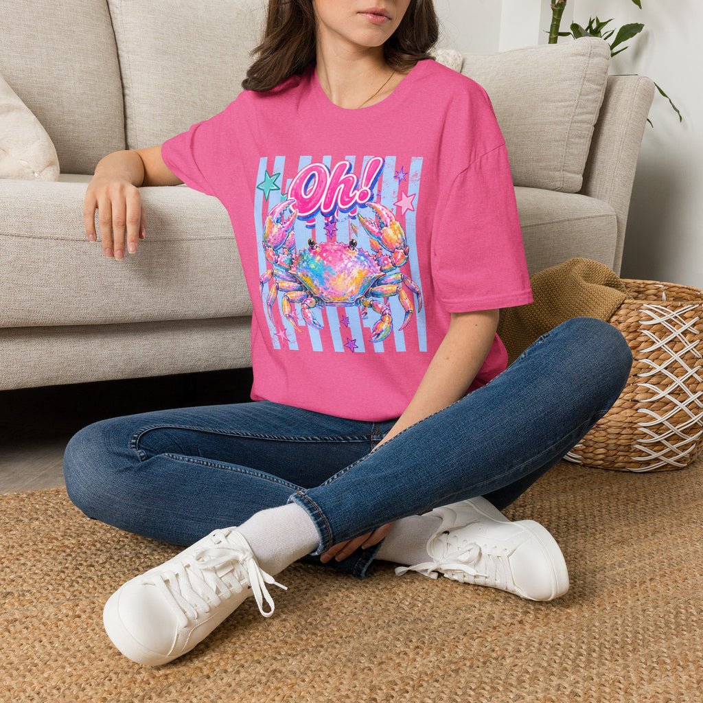 Crab "Oh!" Graphic T‑Shirt — Colorful Coastal Beach Tee