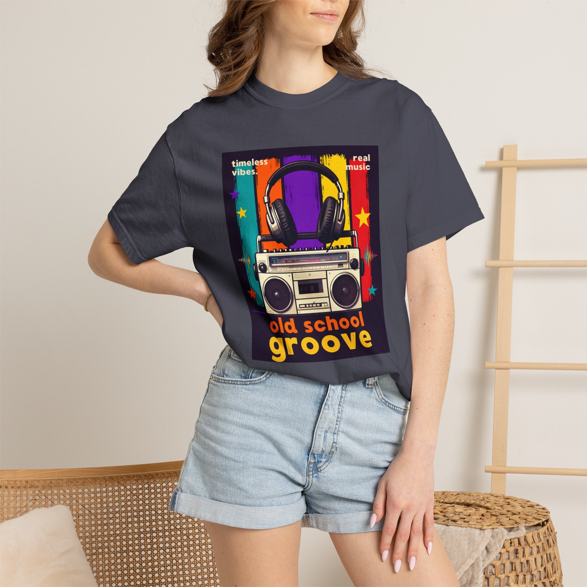 Old School Groove T-Shirt — Retro Boombox & Headphones Vintage Music Tee 80s 90s nostalgia