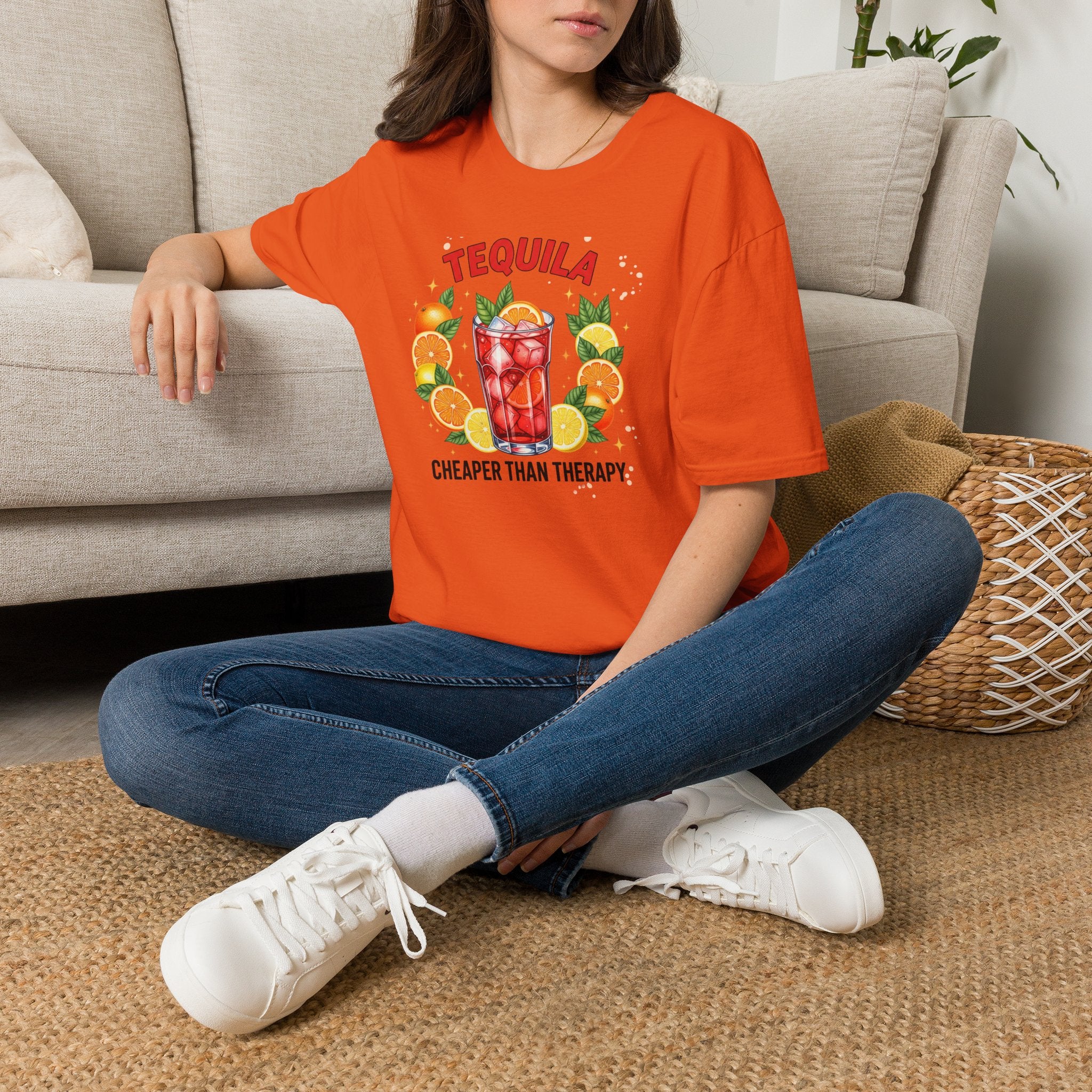 Tequila Cocktail T-Shirt — "Tequila: Cheaper Than Therapy" Graphic Tee