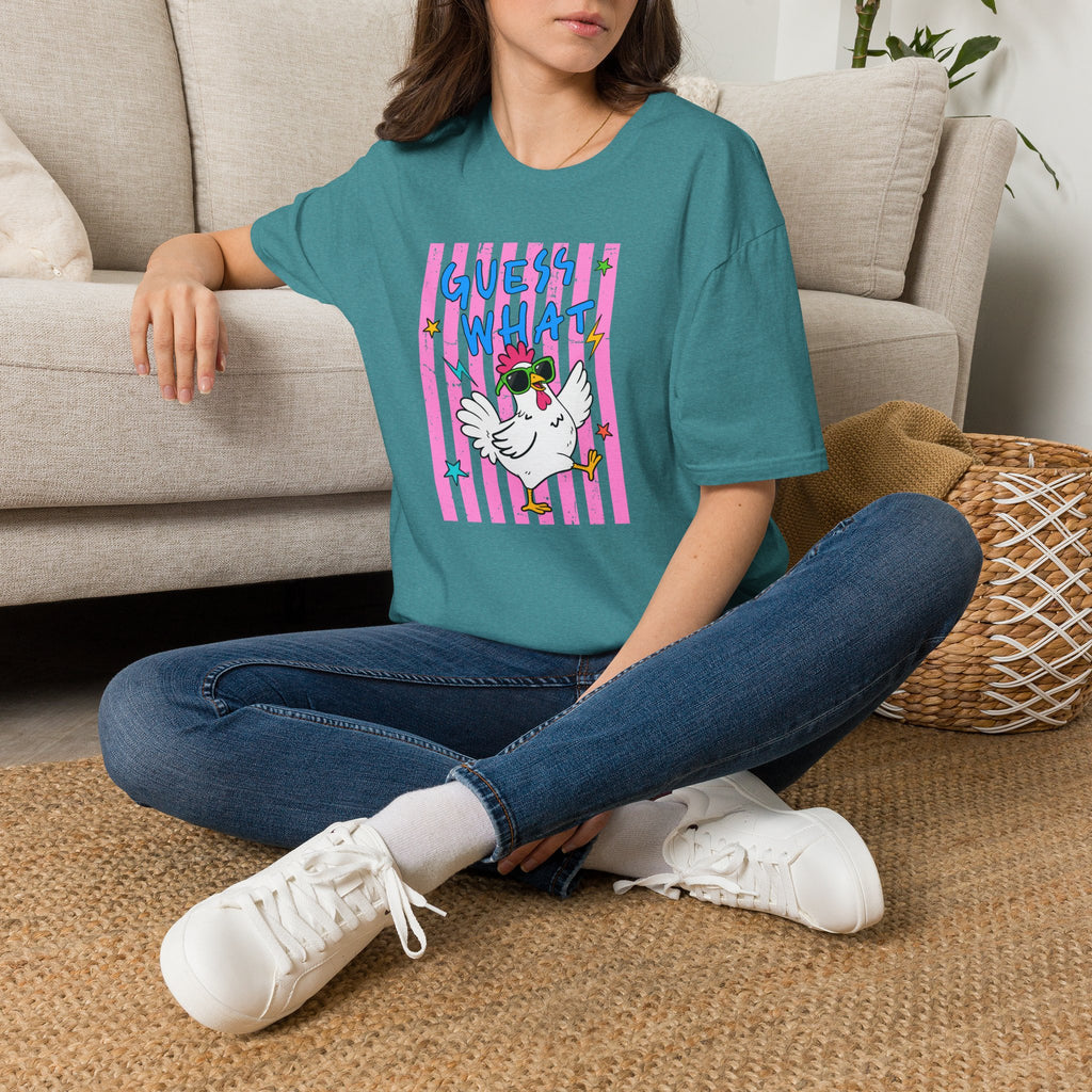 T-Shirt — "Guess What" Funny Sunglasses Chicken Graphic Tee