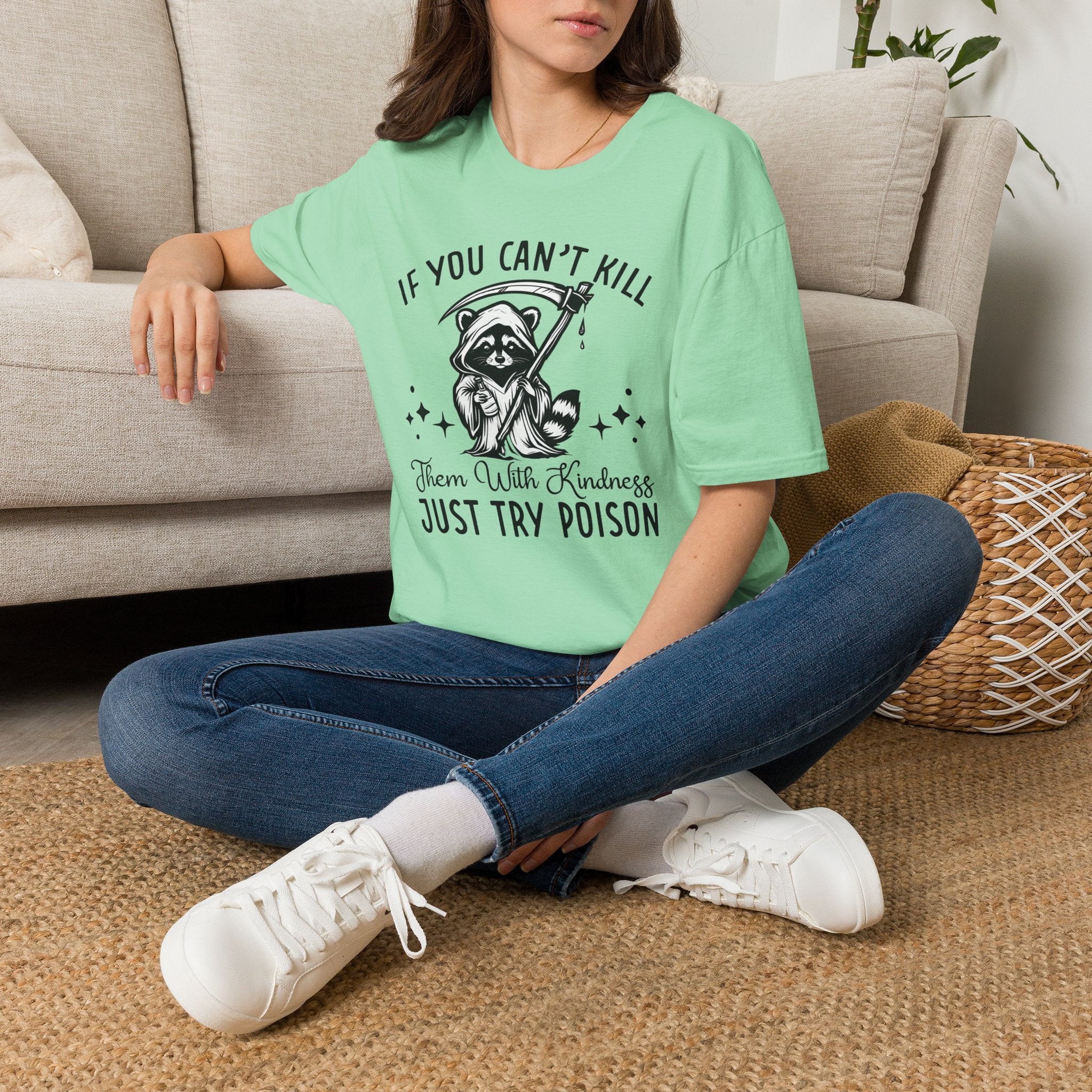 If You Can’t Kill Raccoon Tee — Funny Grim Reaper Graphic T-Shirt