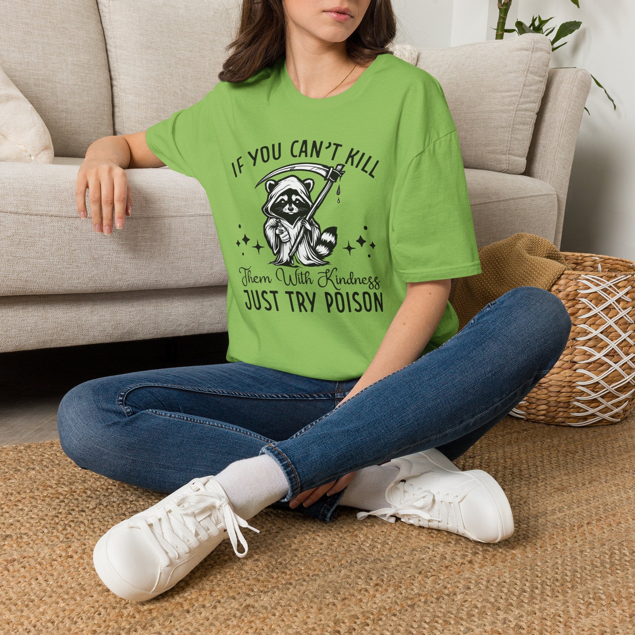 If You Can’t Kill Raccoon Tee — Funny Grim Reaper Graphic T-Shirt