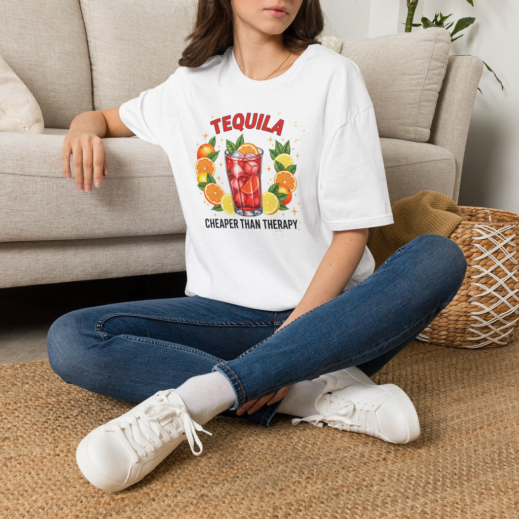 Tequila Cocktail T-Shirt — "Tequila: Cheaper Than Therapy" Graphic Tee