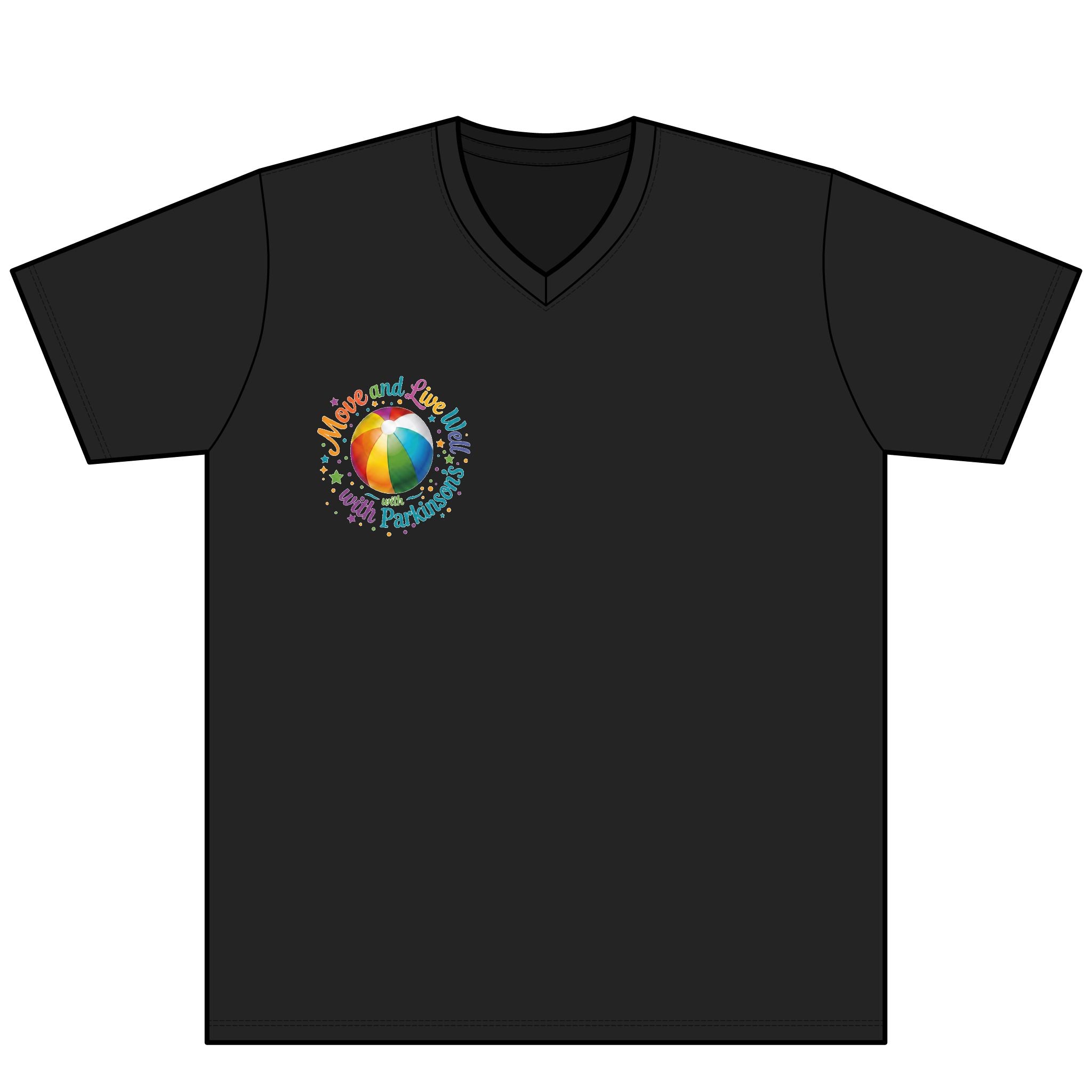 Tee V Beach Ball "Move and Live Well" Graphic V-Neck Tee Debra Parkinsons