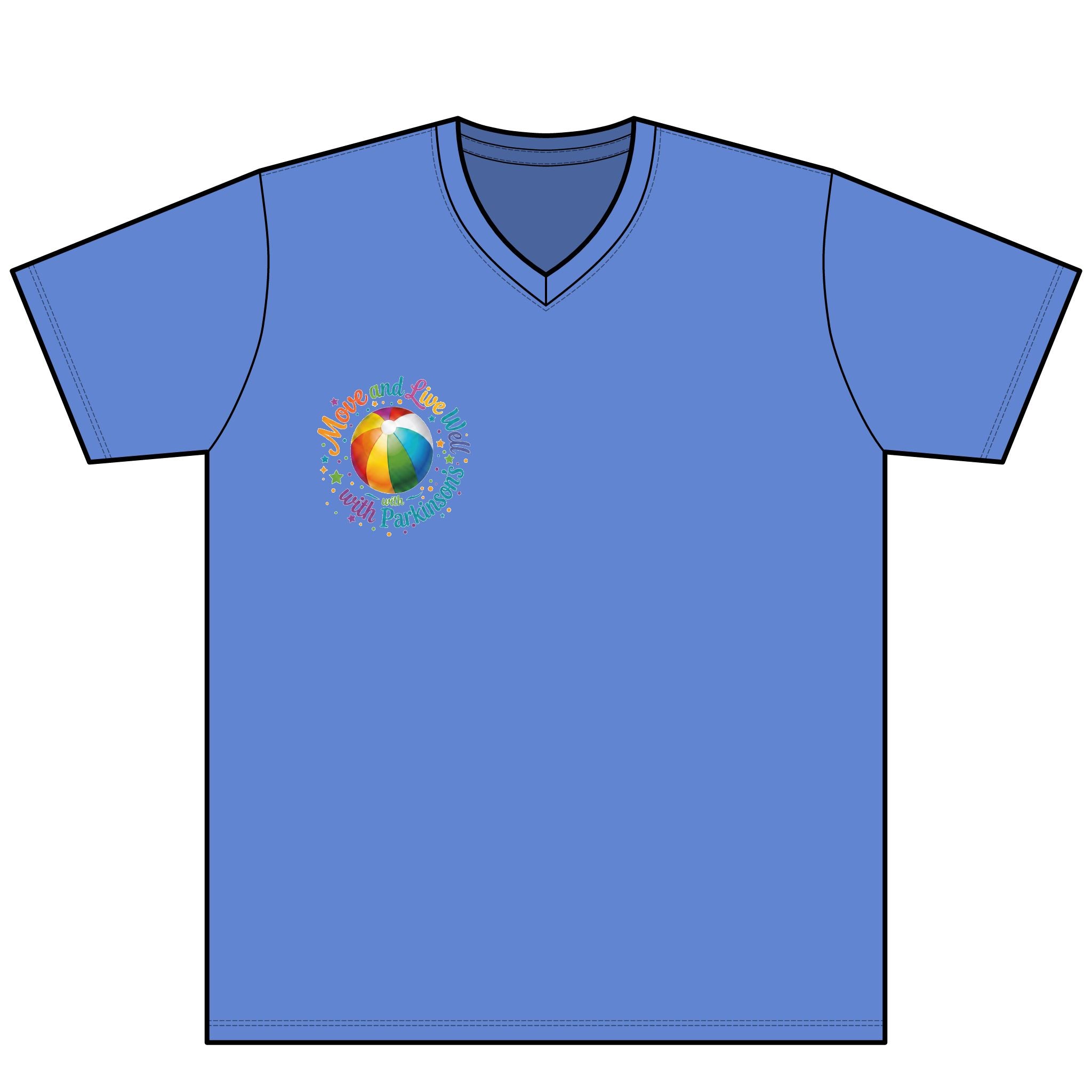 Tee V Beach Ball "Move and Live Well" Graphic V-Neck Tee Debra Parkinsons