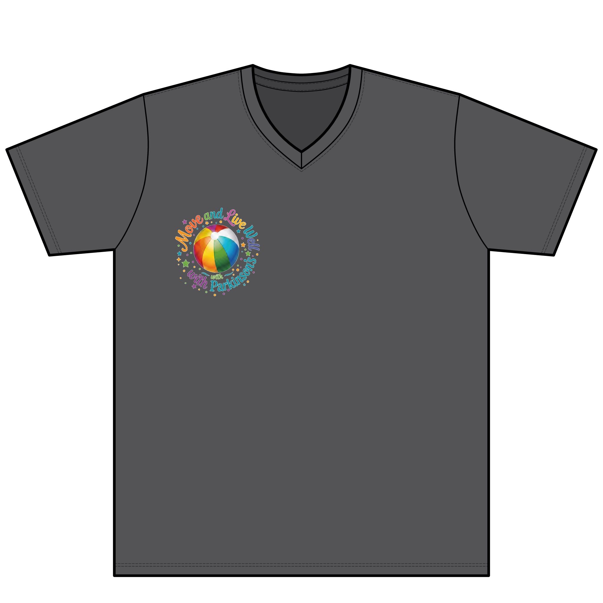 Tee V Beach Ball "Move and Live Well" Graphic V-Neck Tee Debra Parkinsons