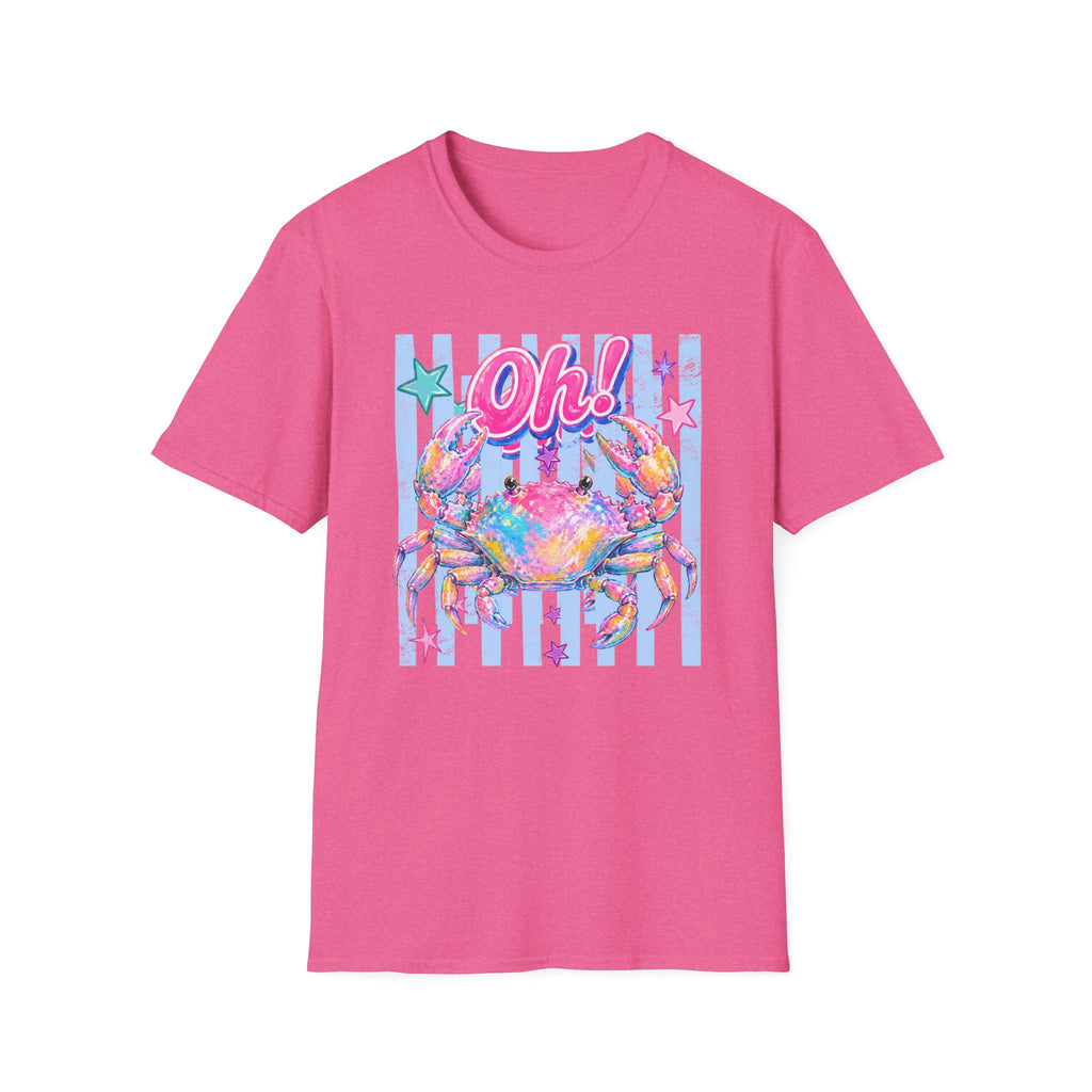 Crab "Oh!" Graphic T‑Shirt — Colorful Coastal Beach Tee