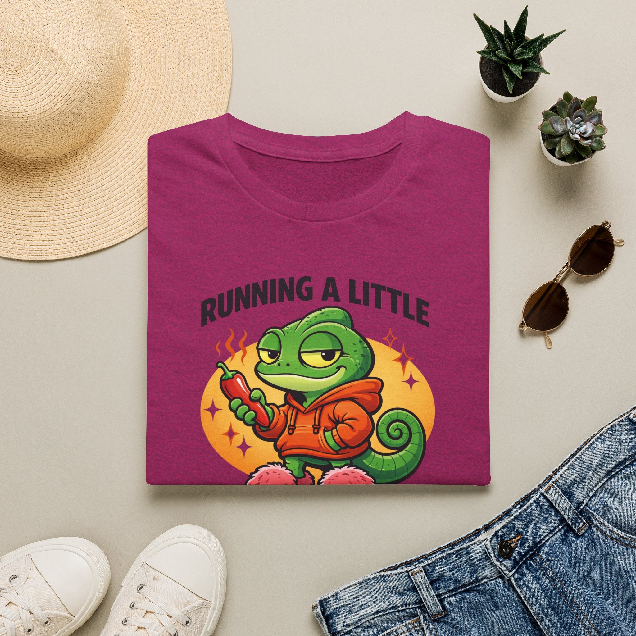 T-Shirt — "Running a Little Spicy Today" Cute Chameleon Graphic Tee
