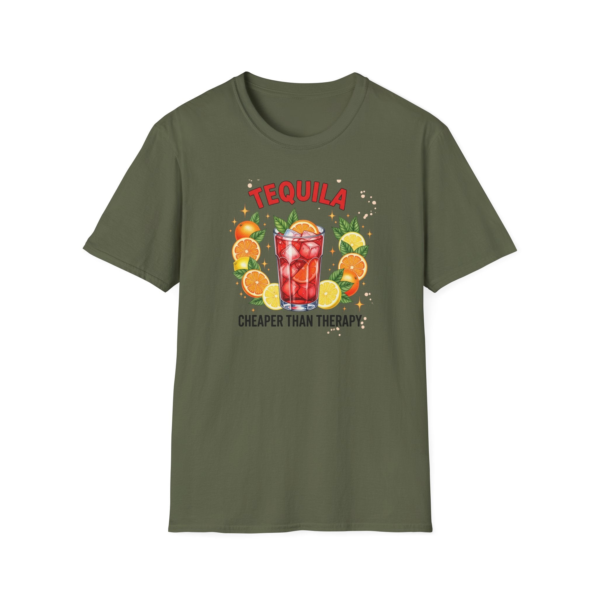 Tequila Cocktail T-Shirt — "Tequila: Cheaper Than Therapy" Graphic Tee