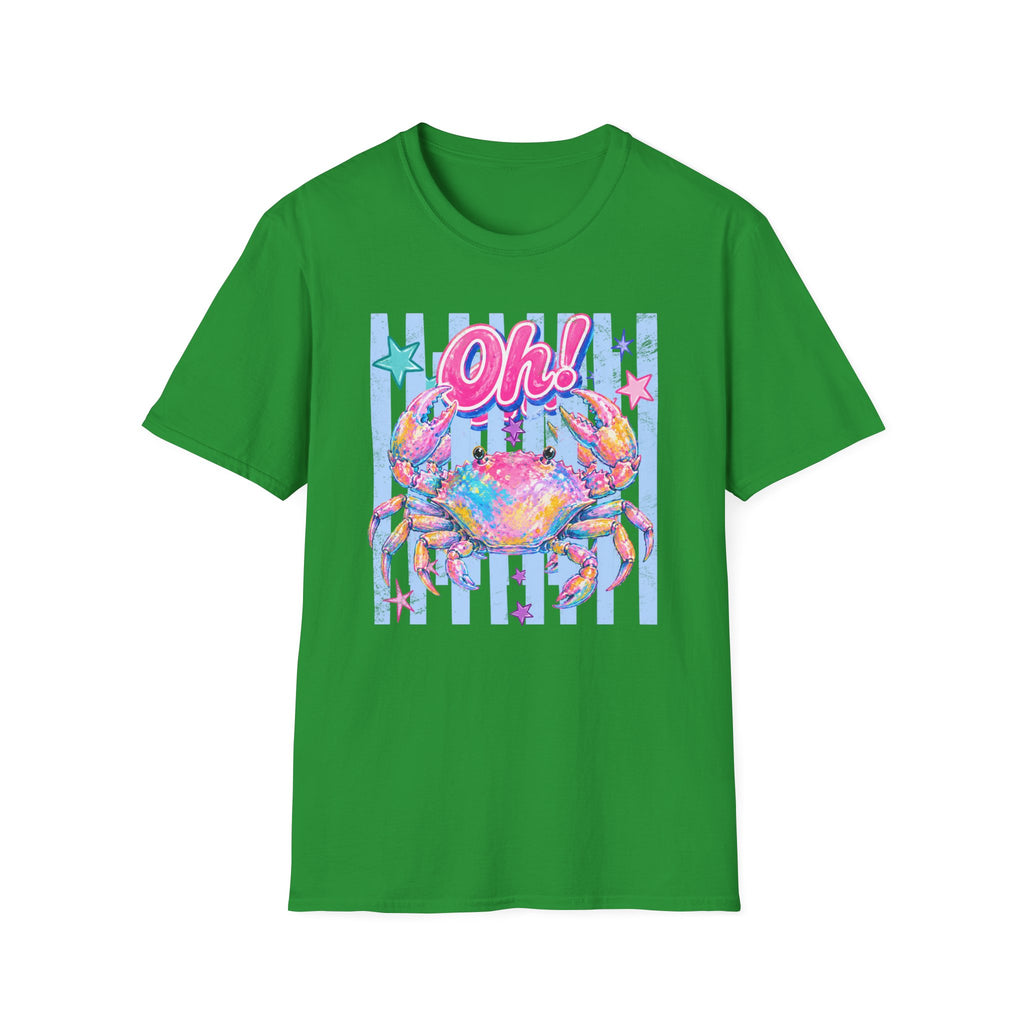 Crab "Oh!" Graphic T‑Shirt — Colorful Coastal Beach Tee