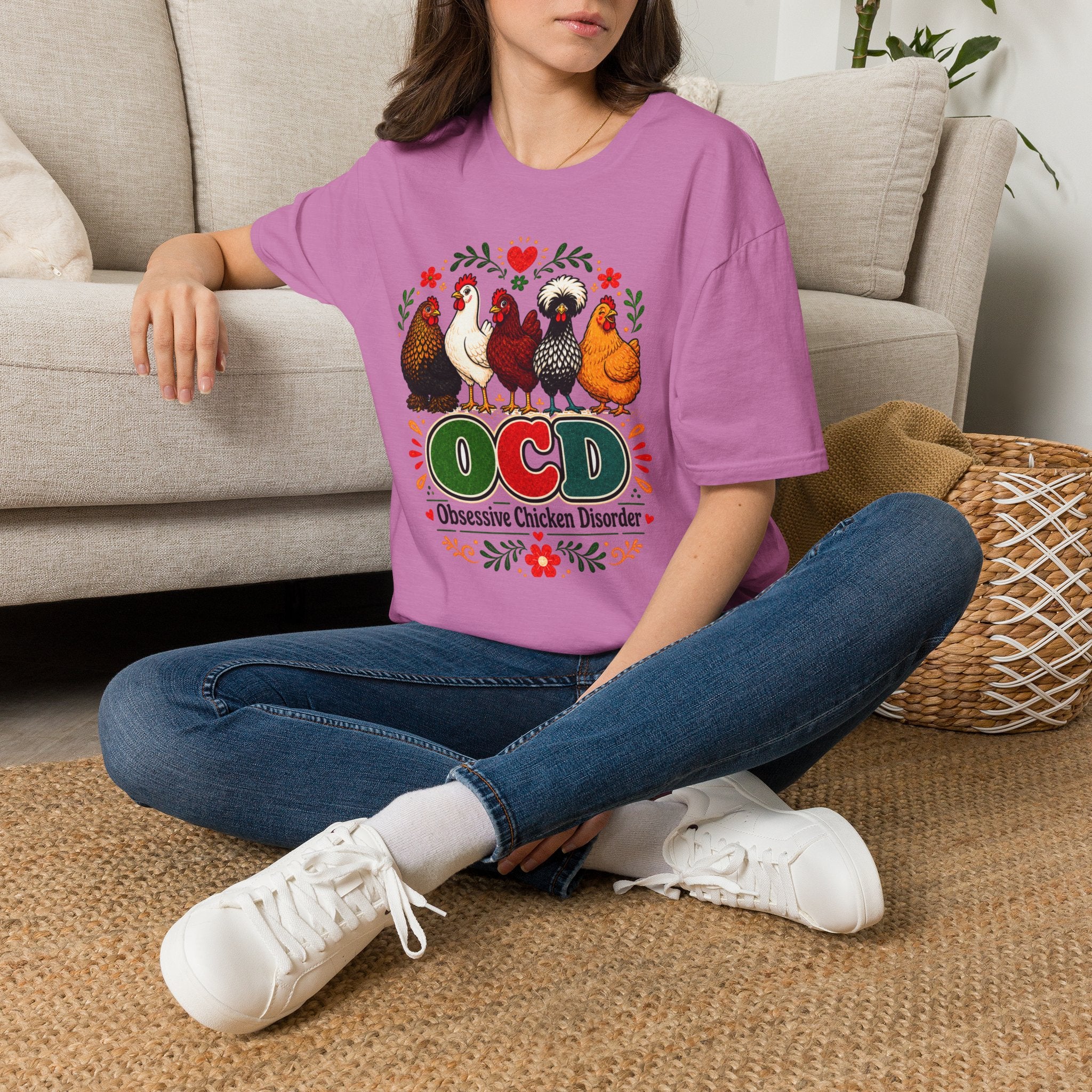 Chicken Lover T‑Shirt — 'OCD Obsessive Chicken Disorder' Cute Farm Hen Graphic Tee