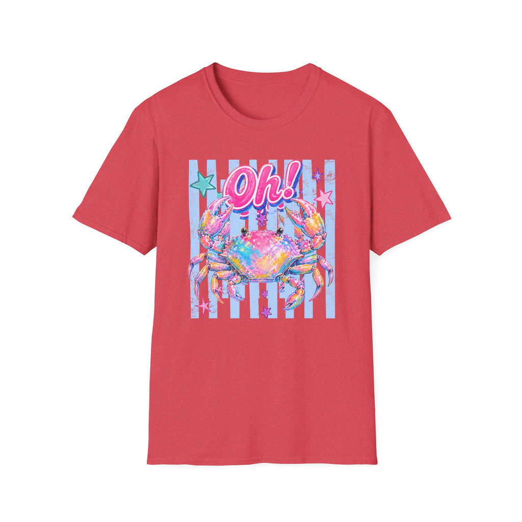 Crab "Oh!" Graphic T‑Shirt — Colorful Coastal Beach Tee