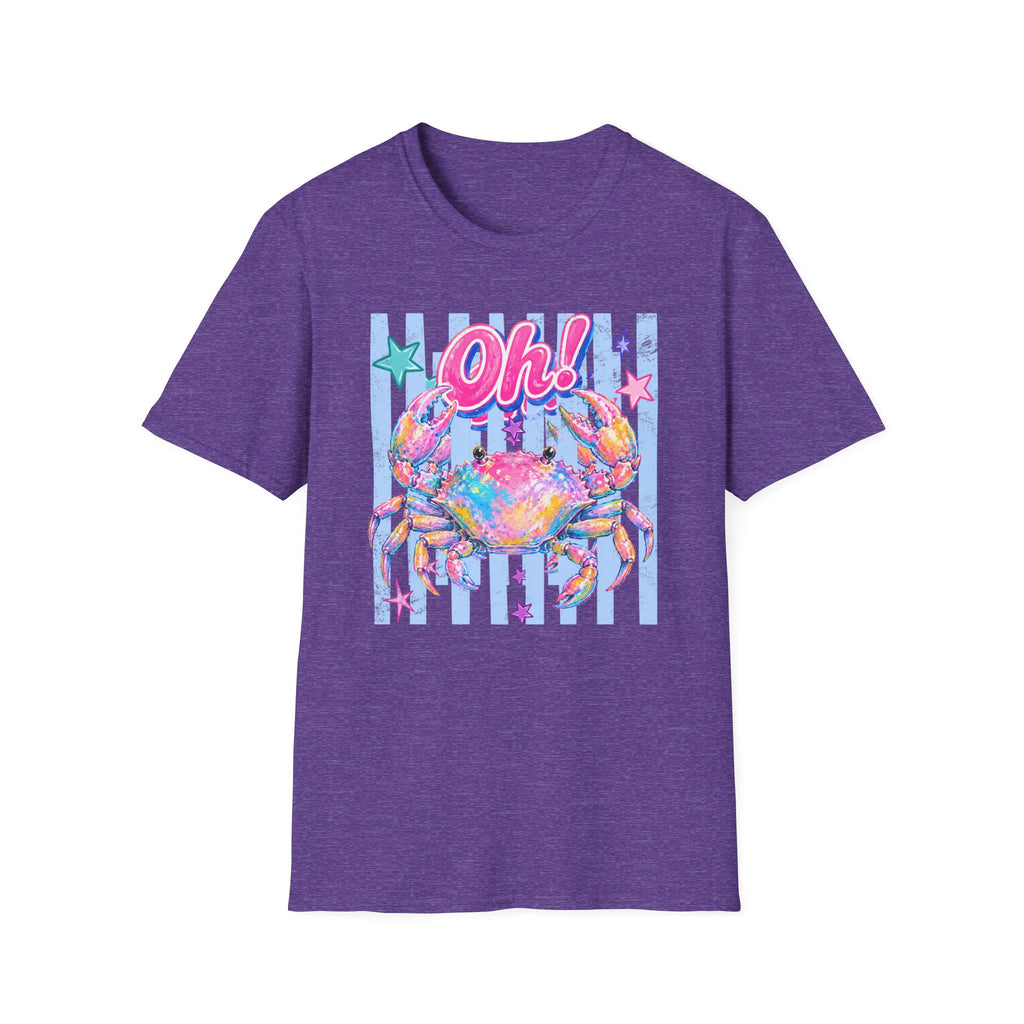 Crab "Oh!" Graphic T‑Shirt — Colorful Coastal Beach Tee