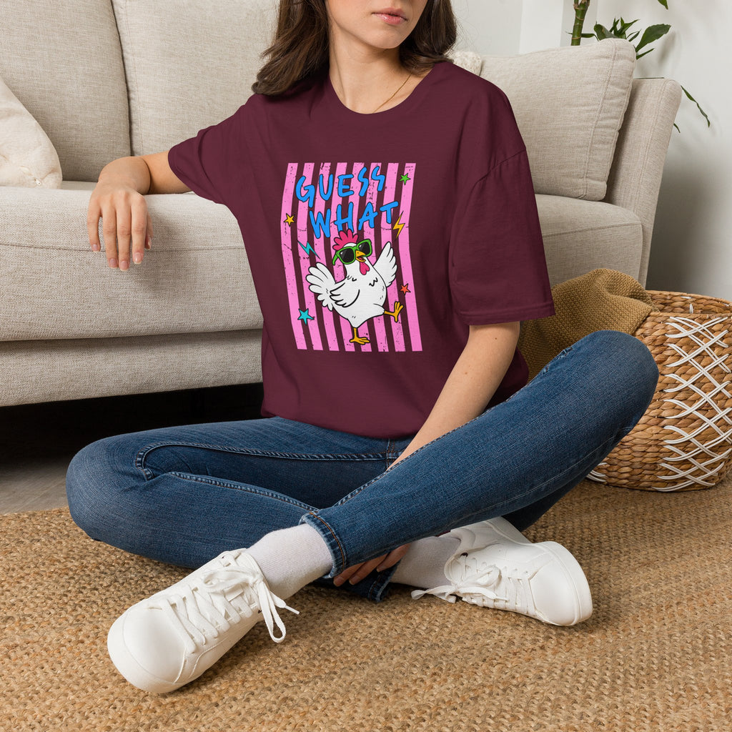 T-Shirt — "Guess What" Funny Sunglasses Chicken Graphic Tee