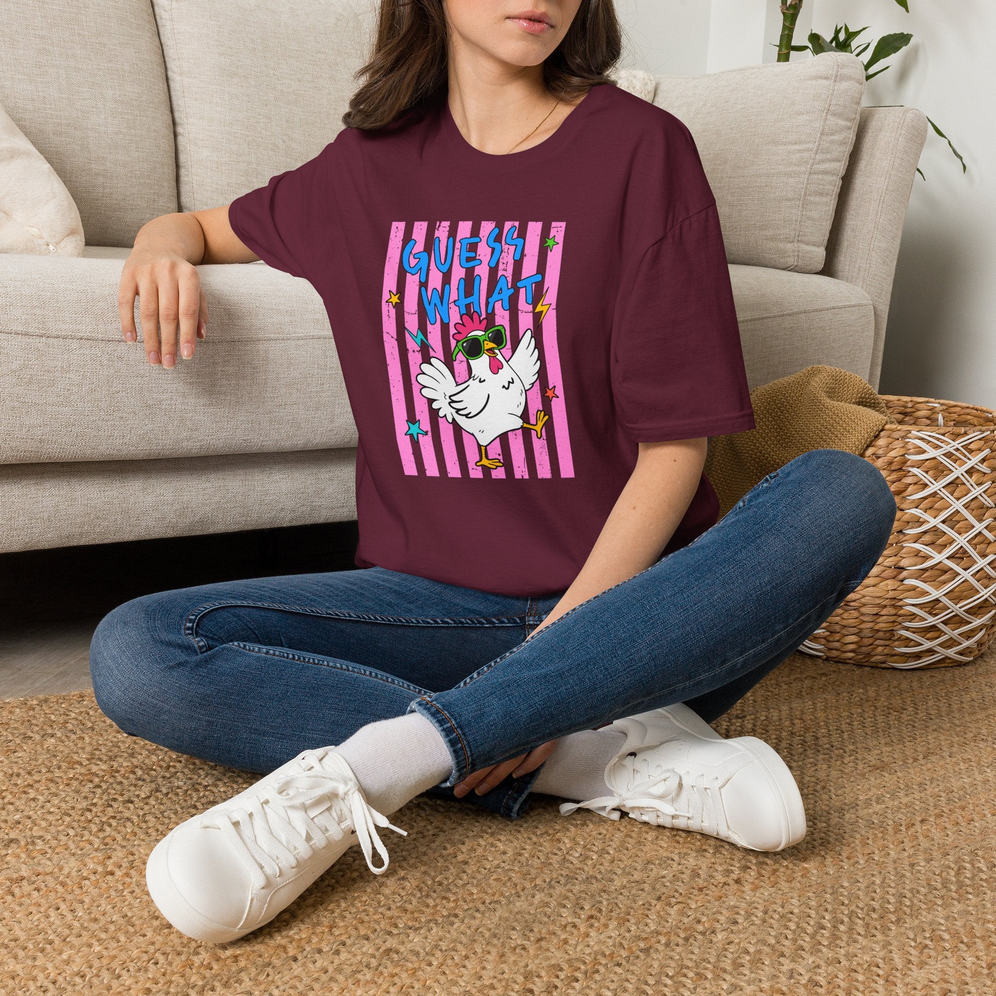 T-Shirt — "Guess What" Funny Sunglasses Chicken Graphic Tee