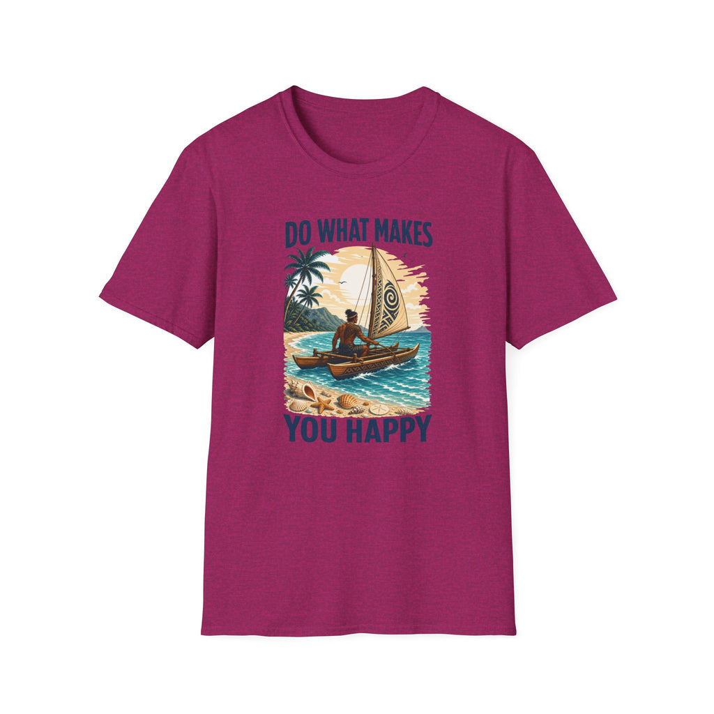 T-Shirt — "Do What Makes You Happy" Catamaran Sailboat Tropical Graphic Tee