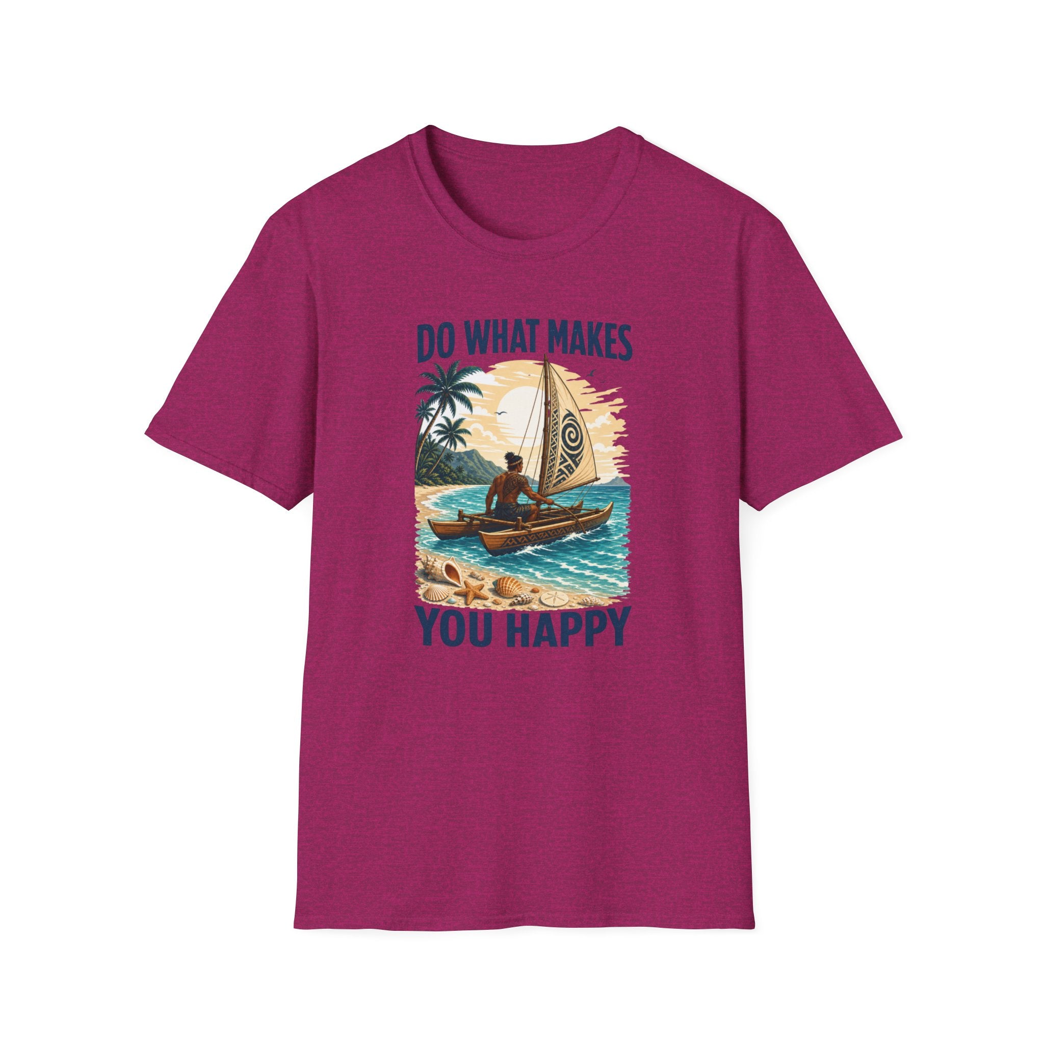 T-Shirt — "Do What Makes You Happy" Catamaran Sailboat Tropical Graphic Tee