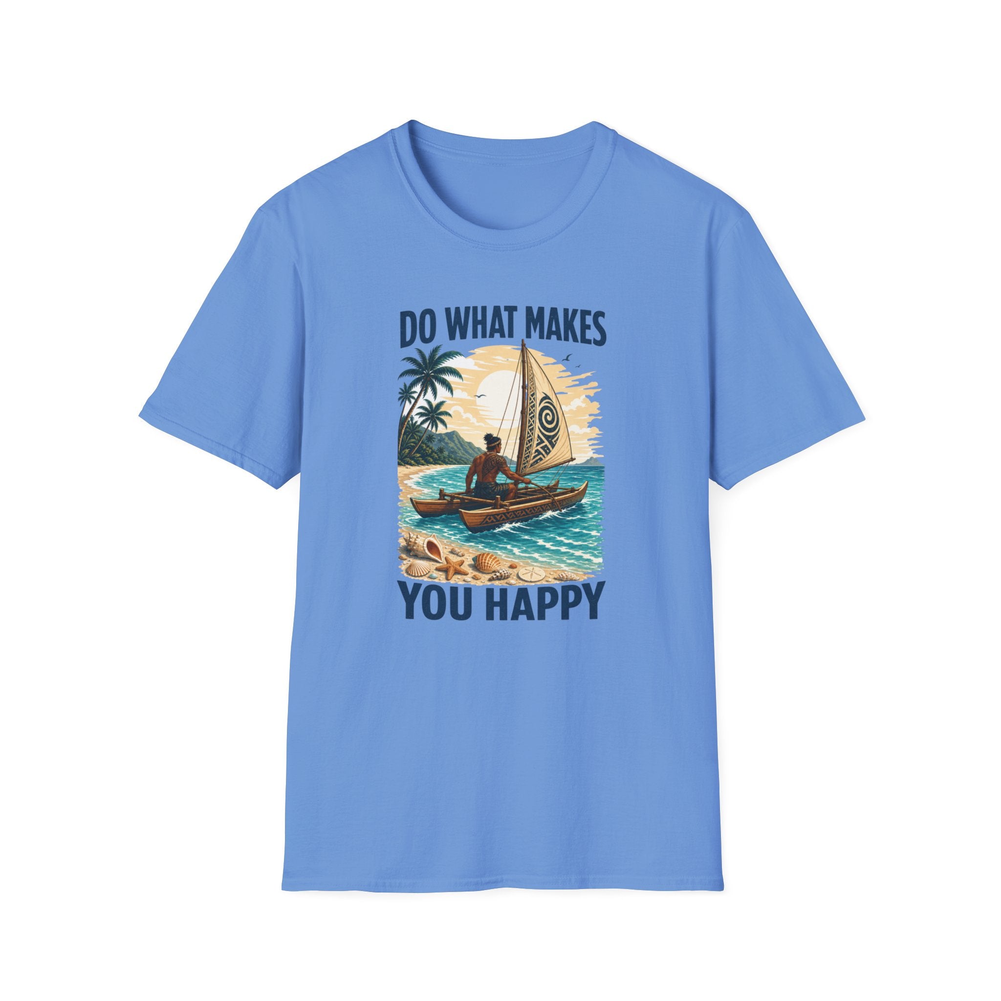 T-Shirt — "Do What Makes You Happy" Catamaran Sailboat Tropical Graphic Tee