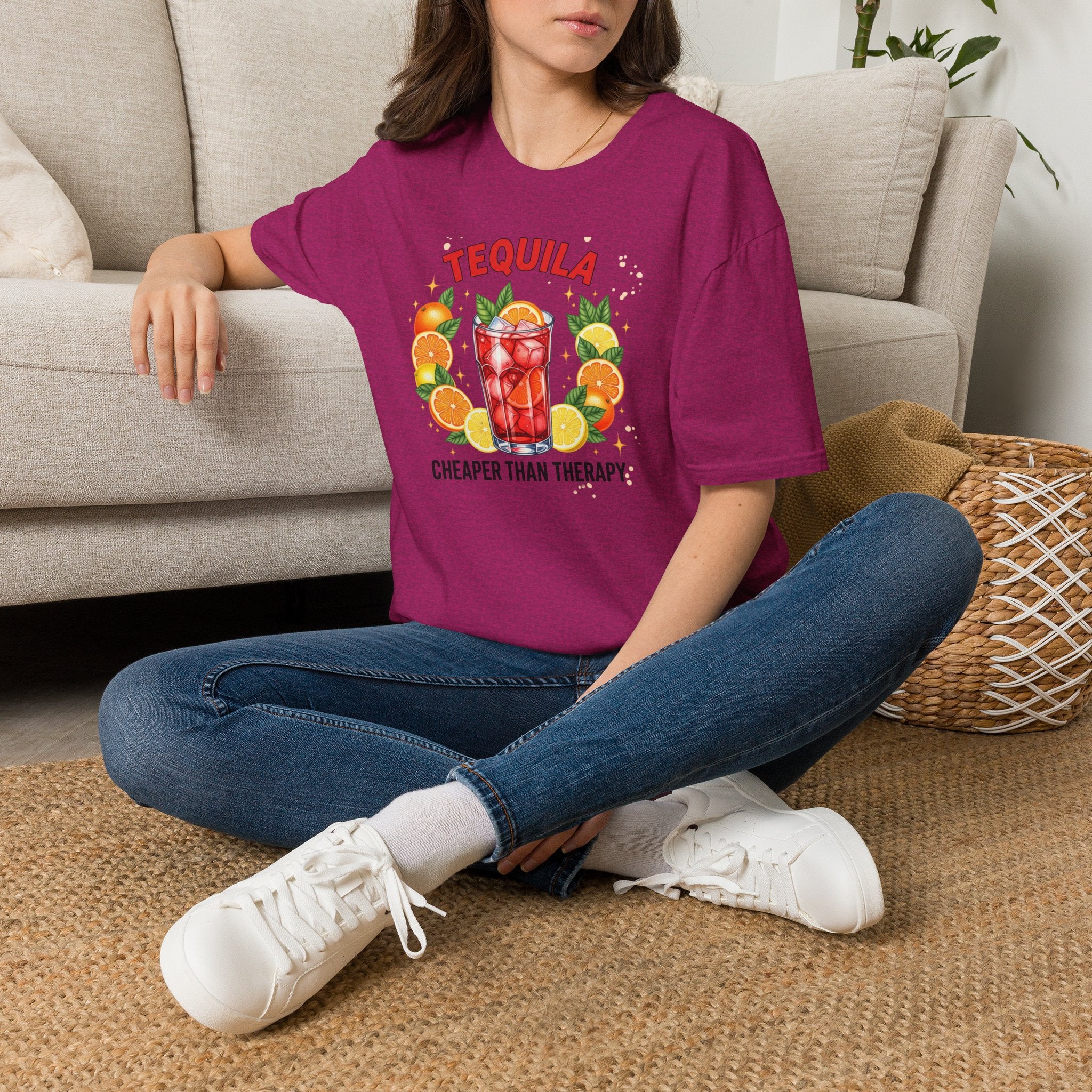 Tequila Cocktail T-Shirt — "Tequila: Cheaper Than Therapy" Graphic Tee