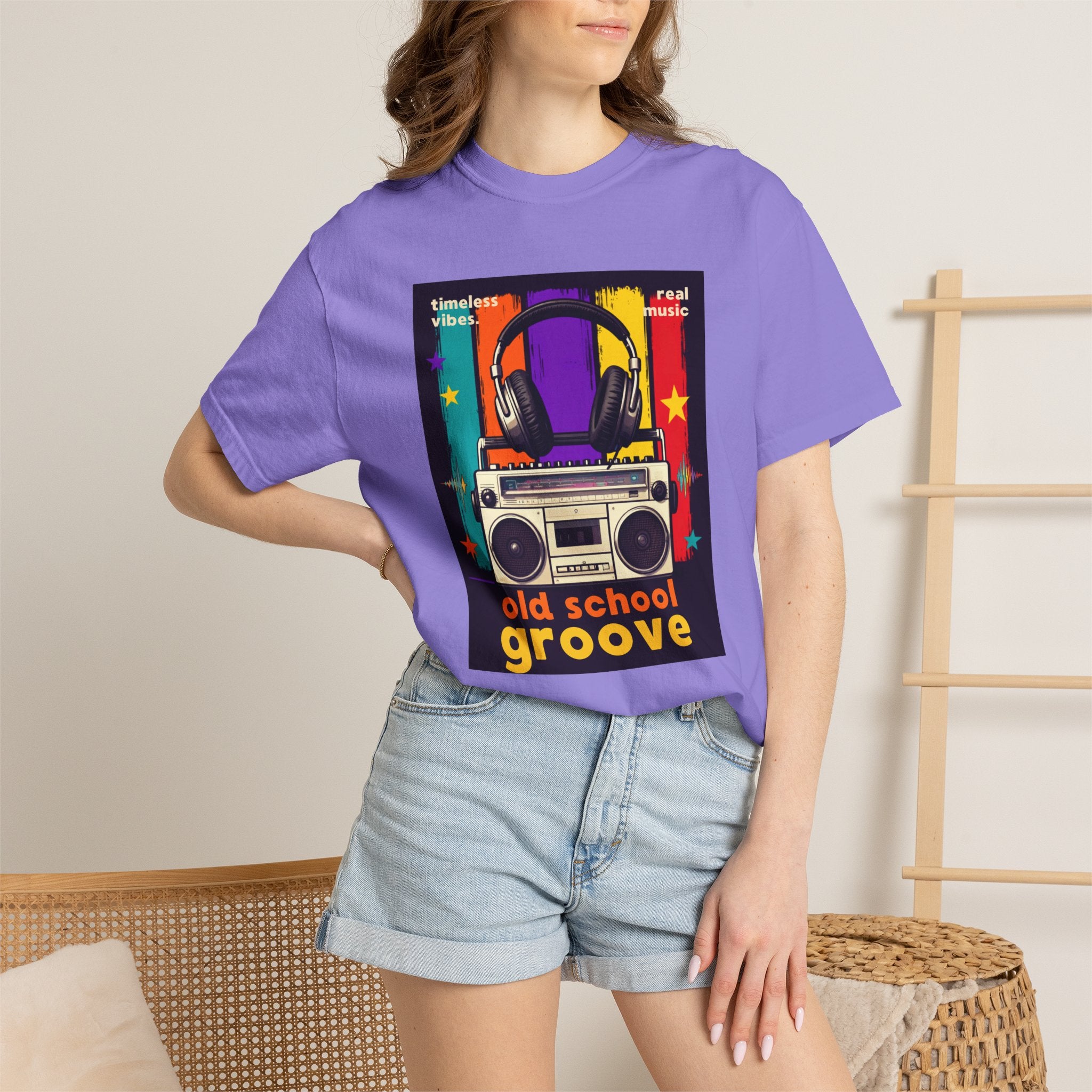 Old School Groove T-Shirt — Retro Boombox & Headphones Vintage Music Tee 80s 90s nostalgia