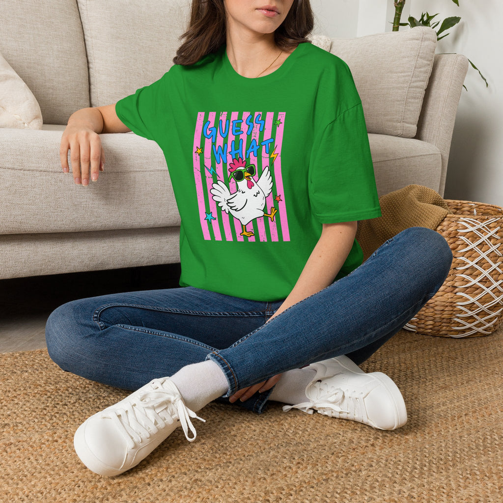 T-Shirt — "Guess What" Funny Sunglasses Chicken Graphic Tee