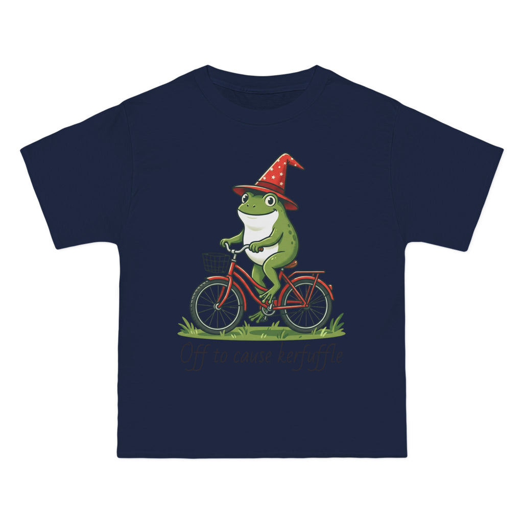 Frog on Bike T-Shirt — “Off to Cause Kerfuffle” Cute Whimsical Graphic Tee