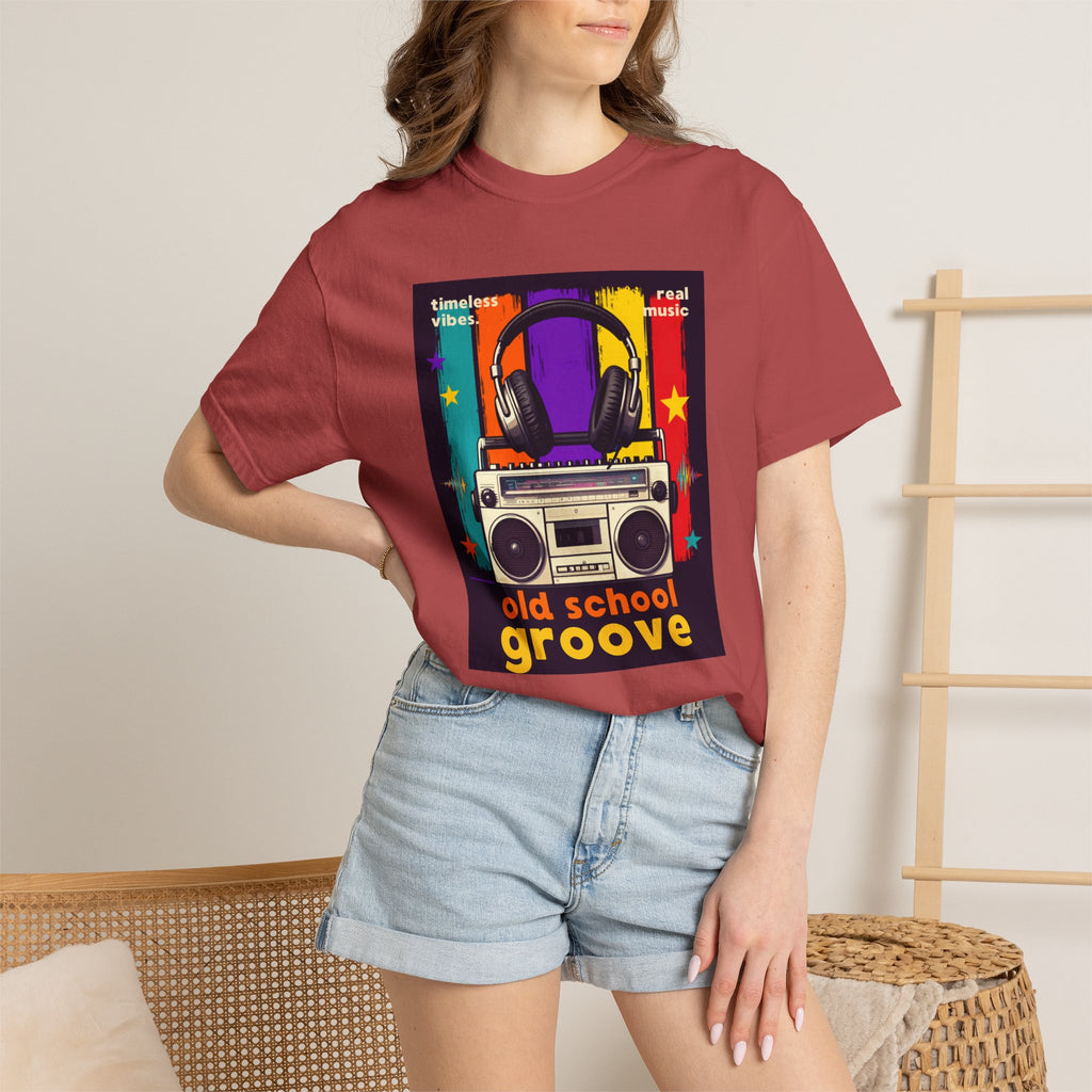 Old School Groove T-Shirt — Retro Boombox & Headphones Vintage Music Tee 80s 90s nostalgia
