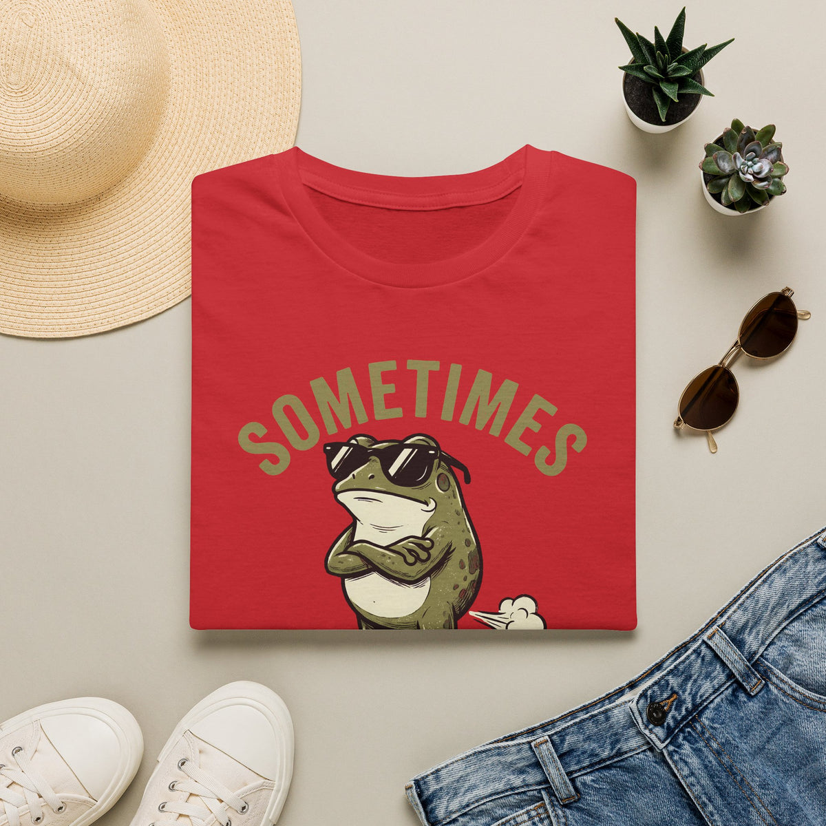T-Shirt — "Sometimes I Just Be Fartin'" Funny Frog Graphic Tee